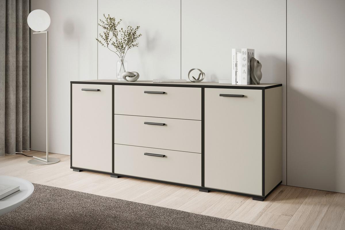 Sideboard Bogota Kaschmir/Schwarz - Kaschmir/Graphitfarben, Basics, Holzwerkstoff/Kunststoff (150/68/40cm) - P & B