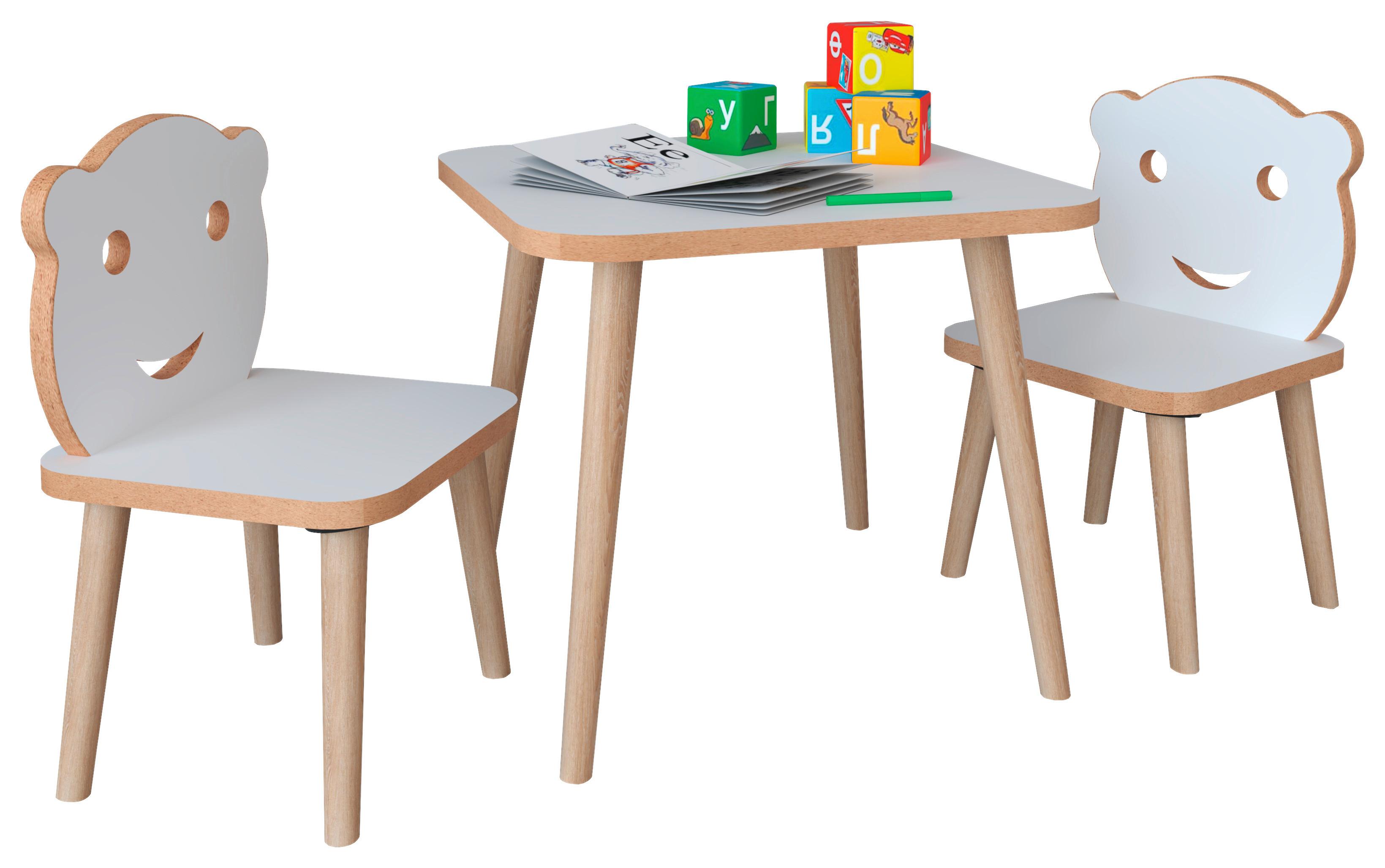 Otroški Set Mize In Stolov Lilula, Bela - bela, Moderno, leseni material - MID.YOU