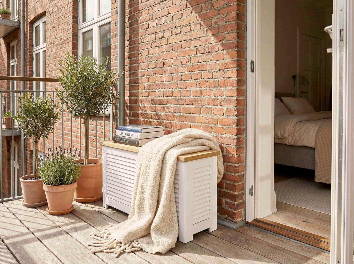 Truhe Classic ca.90x48x30cm Teakholz,Weiß - Weiß/Teakfarben, ROMANTIK / LANDHAUS, Holz (90/48/30cm) - MID.YOU
