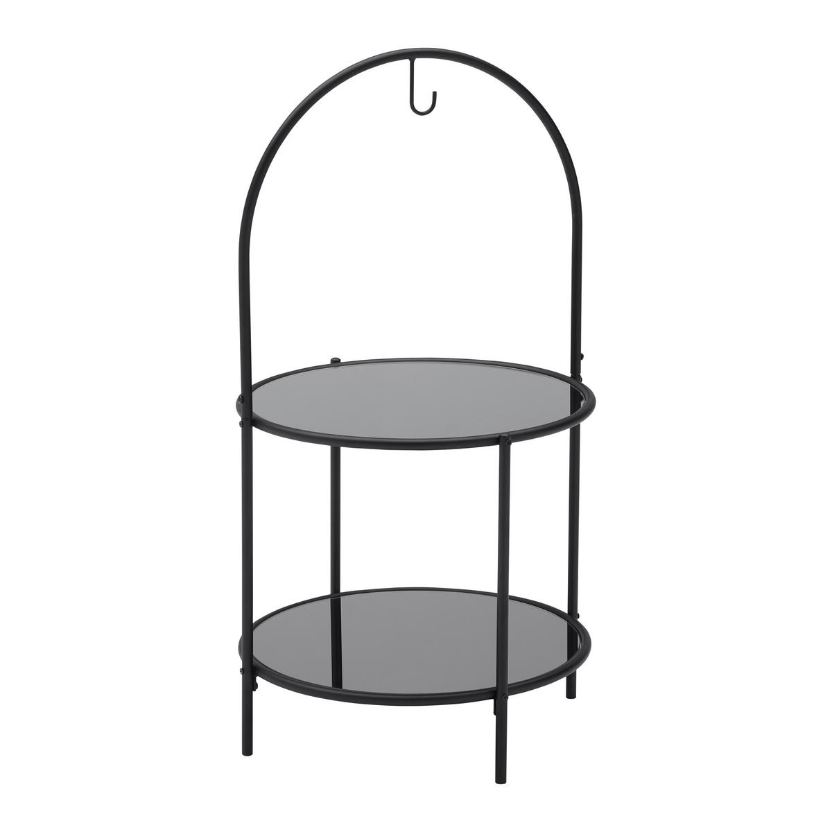 Masă auxiliară NOBILE - negru, Modern, sticlă/metal (42/42/80cm) - Premium Living