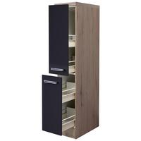 Apothekerschrank Anthrazit/Eiche - Edelstahlfarben/Eichefarben, MODERN, Holzwerkstoff/Metall (30/162/57cm) - FlexWell