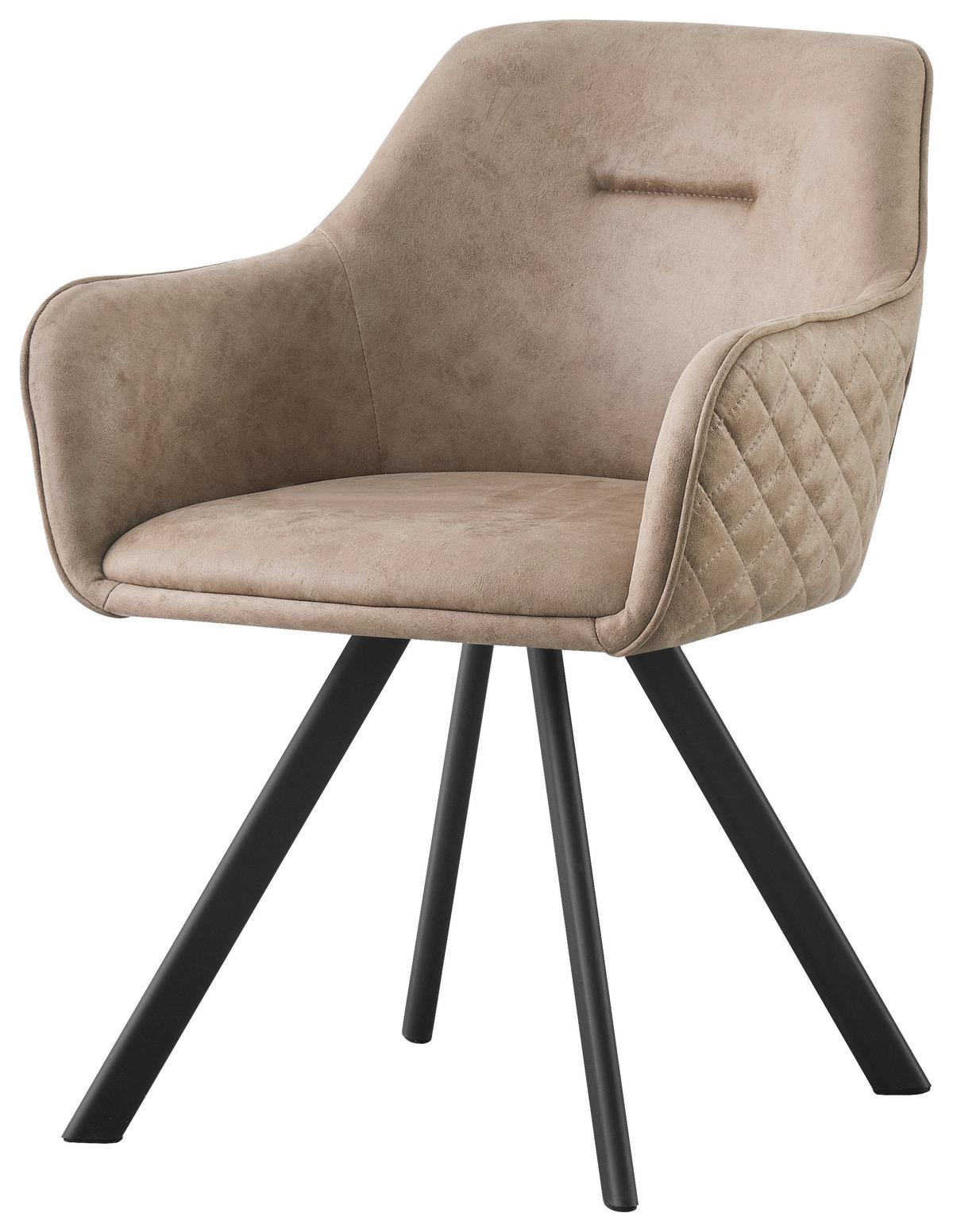 KRZESŁO Z PODŁOKIETNIKAMI MARKO - beżowy/czarny, Design, metal/tkanina (58,5/78,5/60cm) - Hom`in