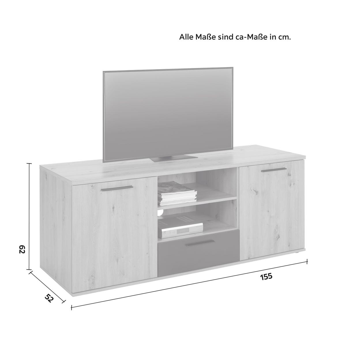 TV-Element in Eichefarben/Schwarz - Eichefarben/Schwarz, KONVENTIONELL, Holzwerkstoff/Kunststoff (154,8/62,2/52,3cm) - Mömax
