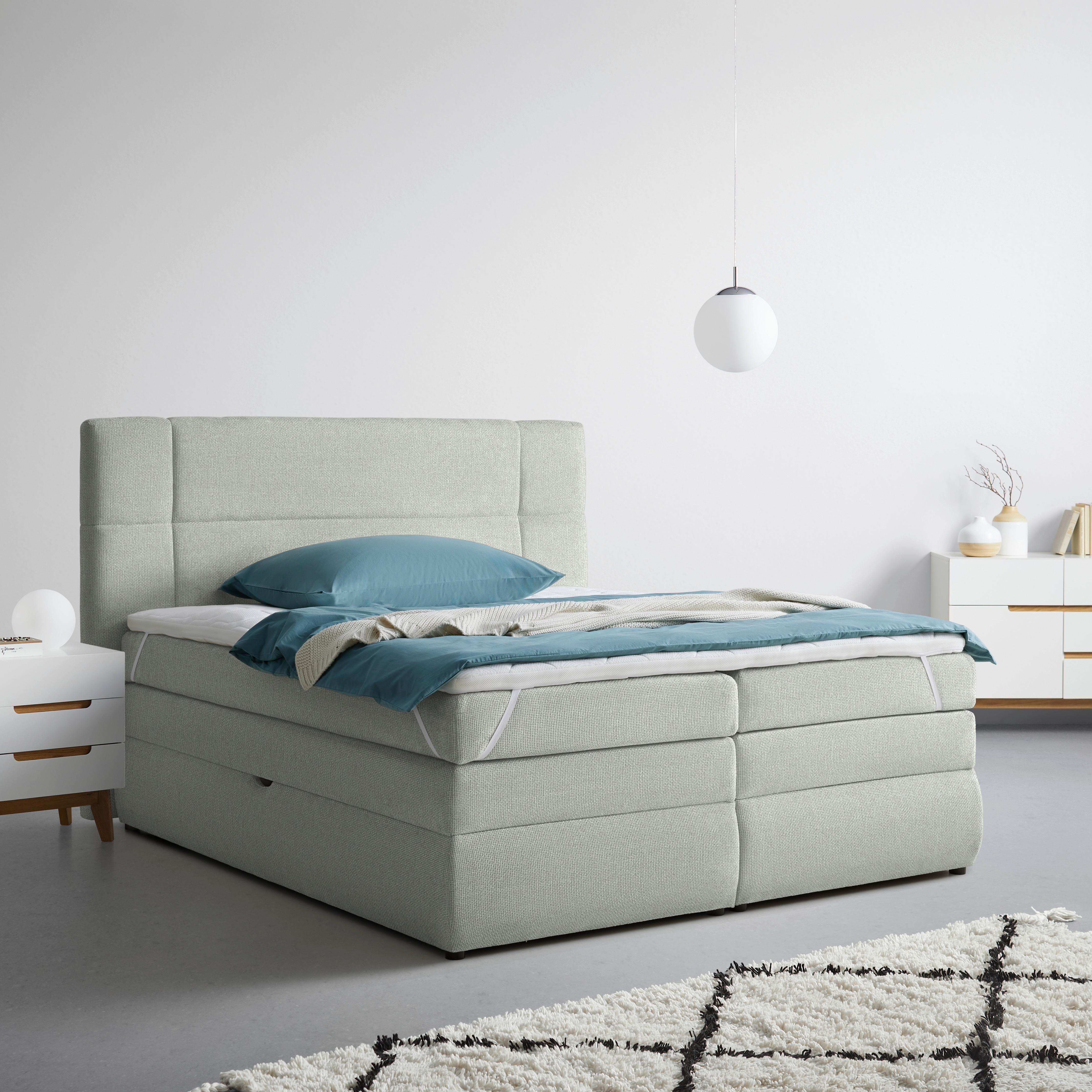 Boxspringbett Palace Silberfarben ca. 180x200cm - Silberfarben, KONVENTIONELL, Kunststoff/Textil (180/200cm) - Premium Living