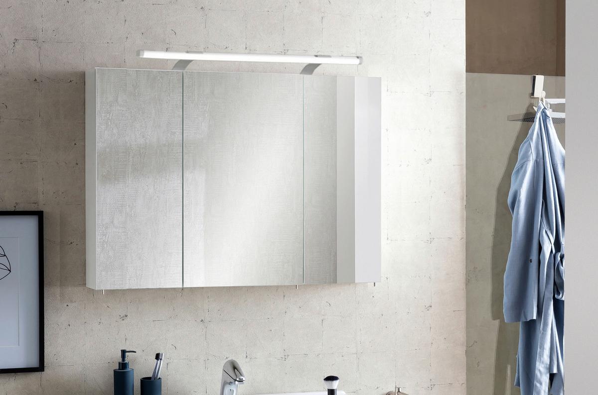 Spiegelschrank Dorina 900 mit LED Weiß - Silberfarben, MODERN, Glas/Holzwerkstoff (90/75,7/16cm) - MID.YOU