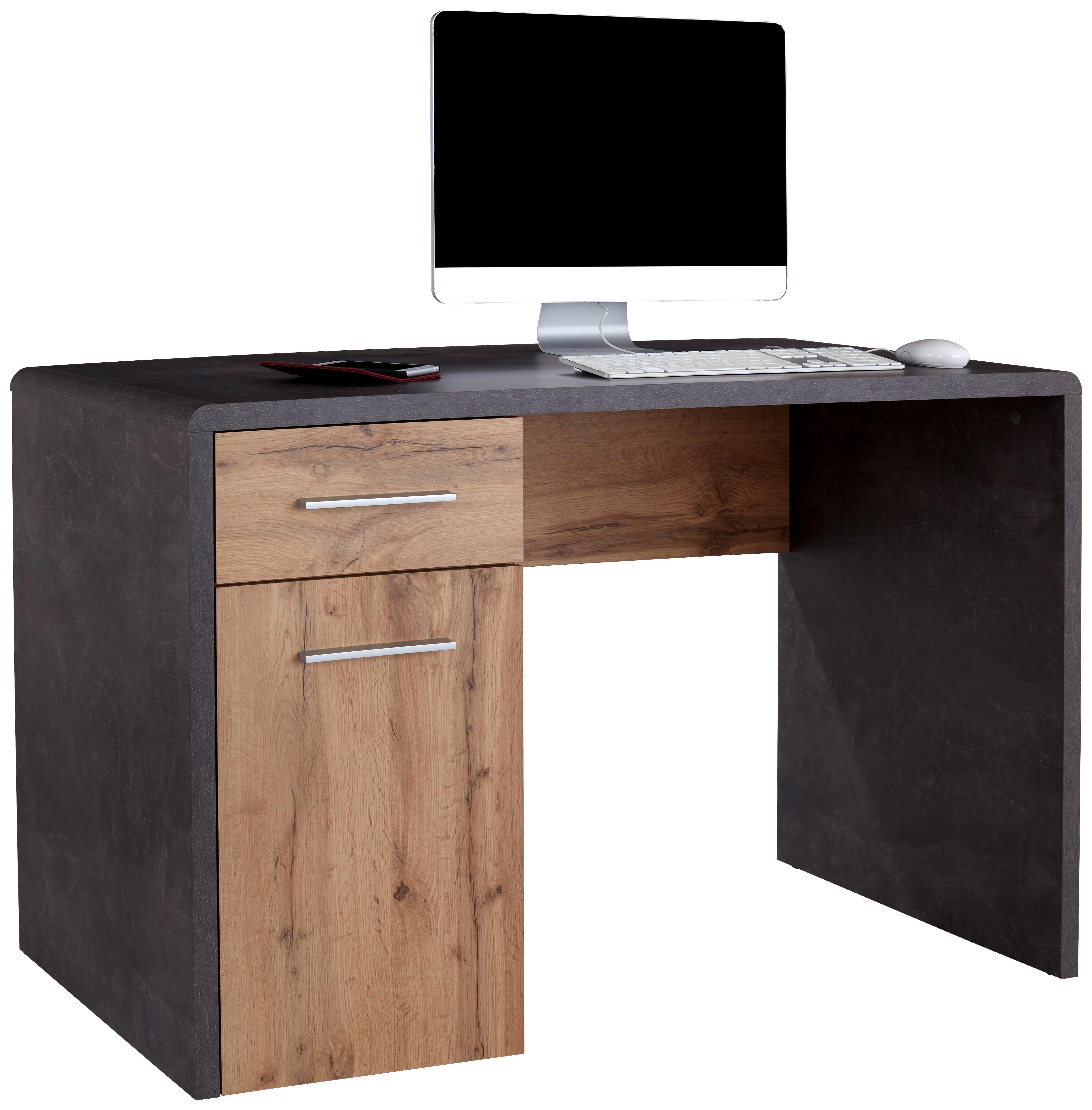 Pisalna Miza Fontana New Ftb06, Temno Siva, Hrast - barve kroma/temno siva, Moderno, umetna masa/leseni material (120/75,5/60cm) - Mömax