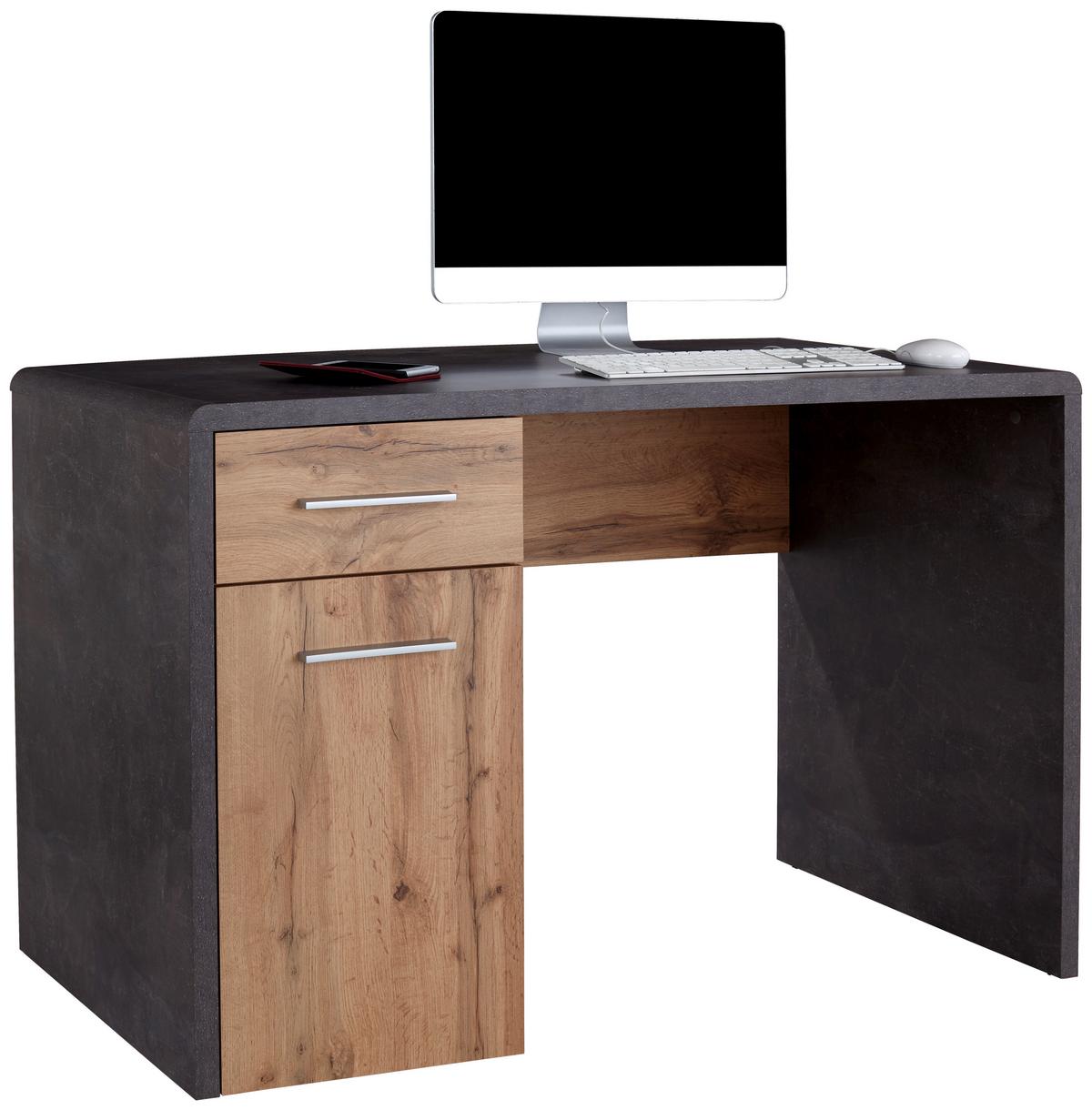 Pisalna Miza Fontana New Ftb06, Temno Siva, Hrast - barve kroma/temno siva, Moderno, umetna masa/leseni material (120/75,5/60cm) - Mömax