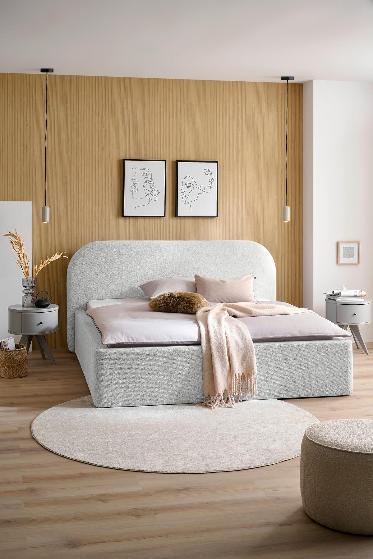 Oblazinjena Postelja - črna/krem barve, Design, tekstil (180/200cm) - Mömax