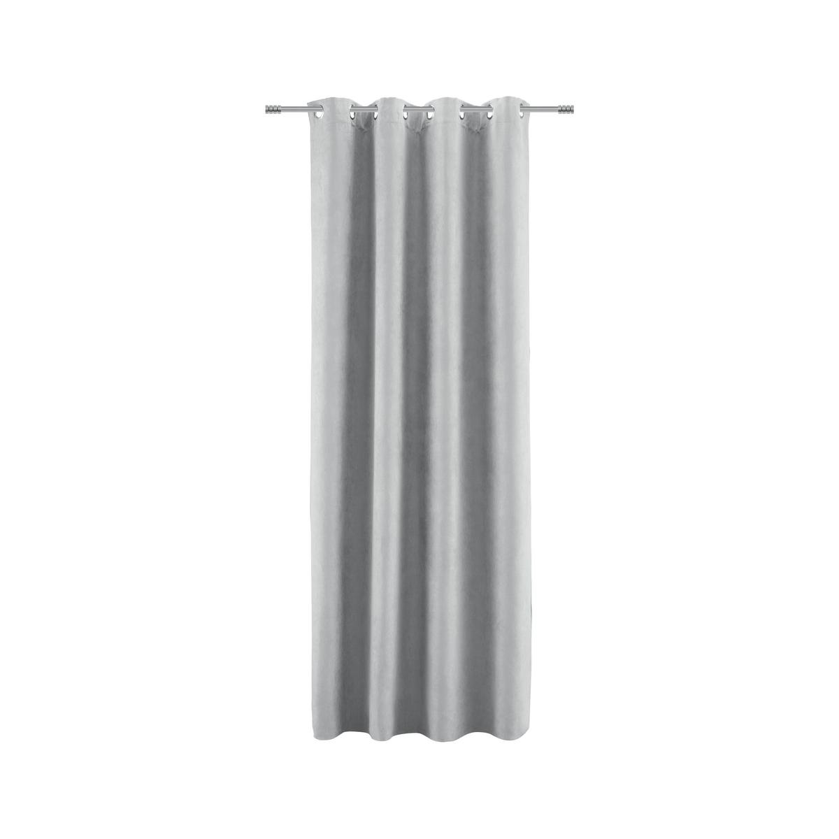 Ösenvorhang Velours in Grau ca. 140x245cm - Grau, KONVENTIONELL, Textil (140/245cm) - Modern Living