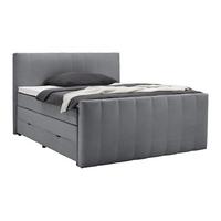 Boxspring Krevet Malaga - srebrne boje/tamno siva, Konvencionalno, drvni materijal/tekstil (160/200cm) - Premium Living