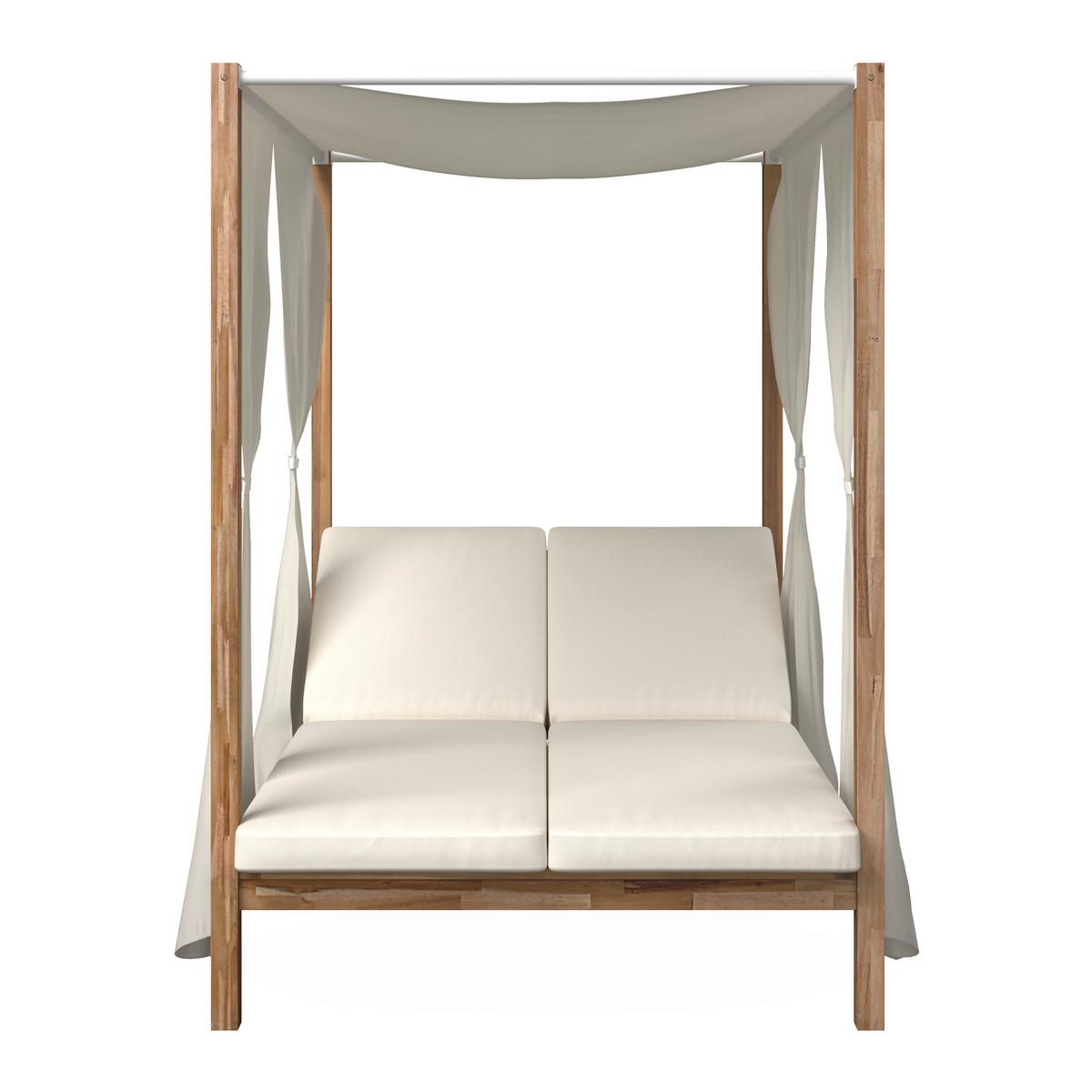 Sonneninsel Nicola Creme Holz/Outdoorstoff - Creme, MODERN, Holz/Textil (135,5/194,5/190cm) - Bessagi Garden