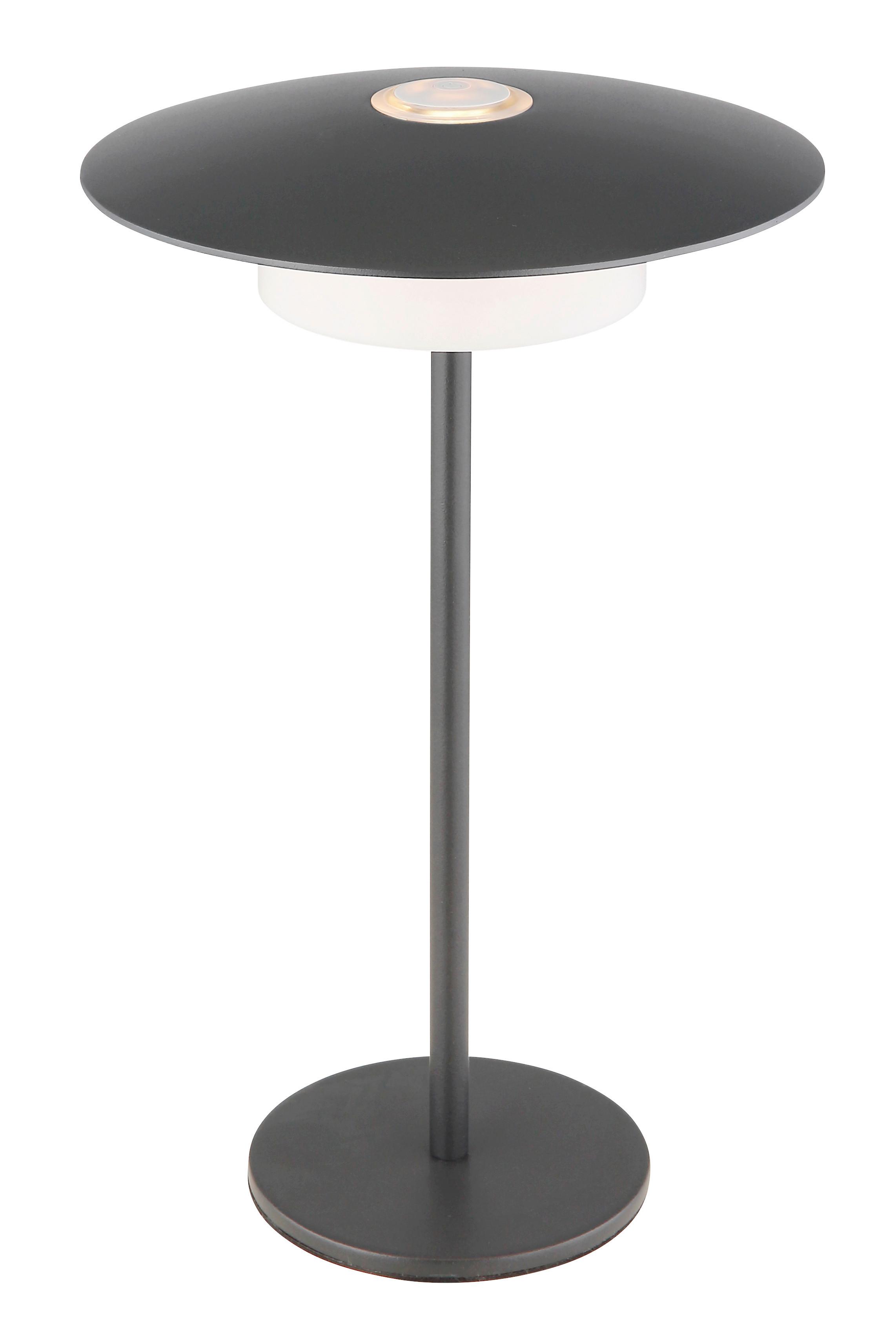 Akku-Tischleuchte Kyler Grau/Weiss max. 3 Watt - Weiss/Schwarz, Design, Kunststoff/Metall (18/30cm) - Globo