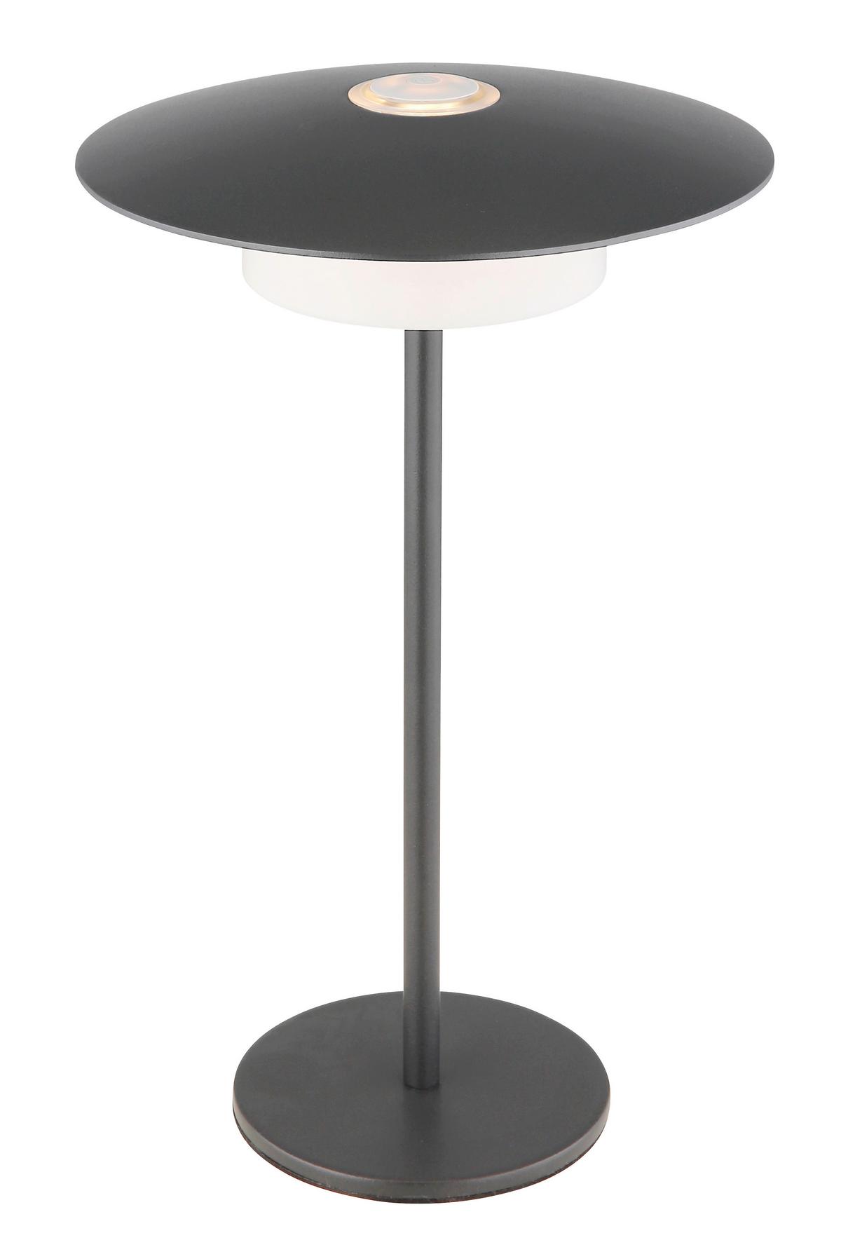 Akku-Tischleuchte Kyler Grau/Weiss max. 3 Watt - Weiss/Schwarz, Design, Kunststoff/Metall (18/30cm) - Globo