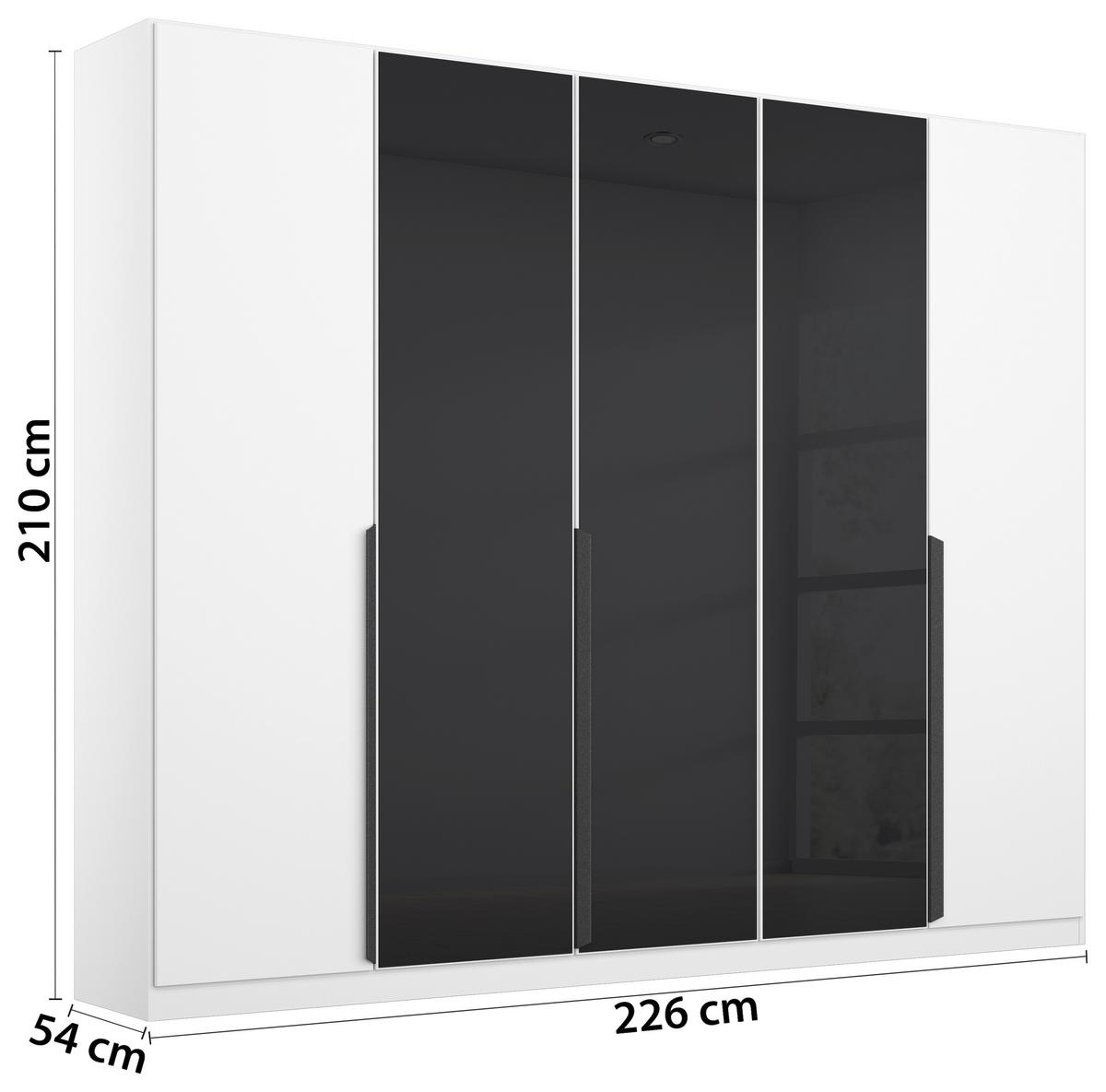 DULAP USI ROTATIVE ARTEMIS - alb/antracit, Modern, sticlă/material pe bază de lemn (225/210/54cm) - Modern Living