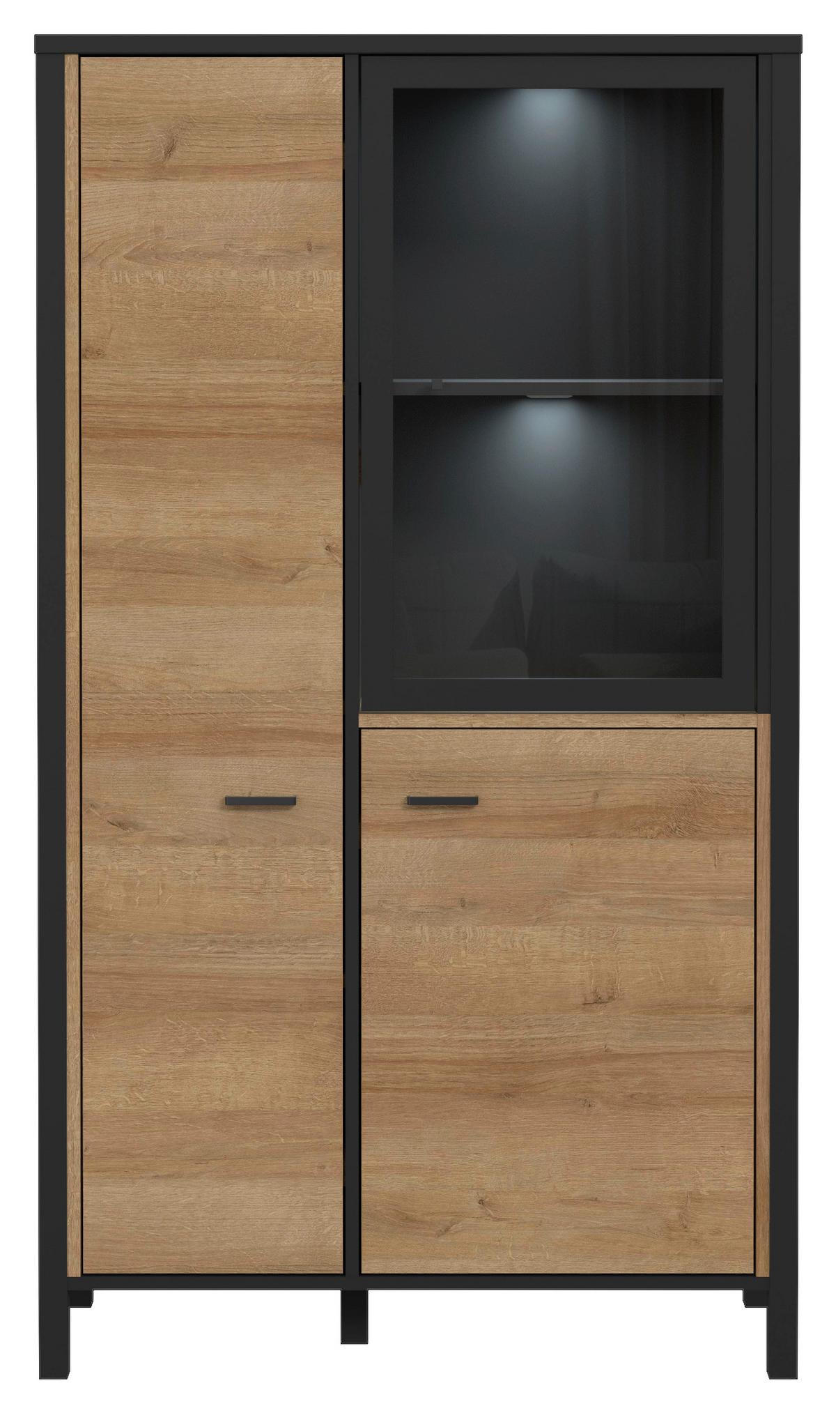 Félmagas Szekrény High Rock - tölgyfa színű/fekete, Design, műanyag/faalapú anyag (86,3/152,3/40,2cm) - Mömax