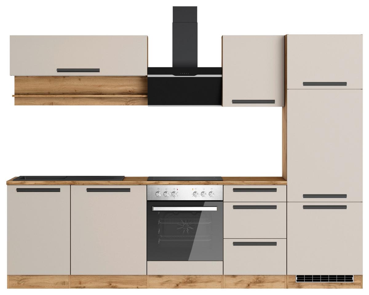 Küchenblock Aveiro m. Geräten Kaschmir - Kaschmir/Eiche Wotan, Trend, Holzwerkstoff/Metall (280cm) - Held