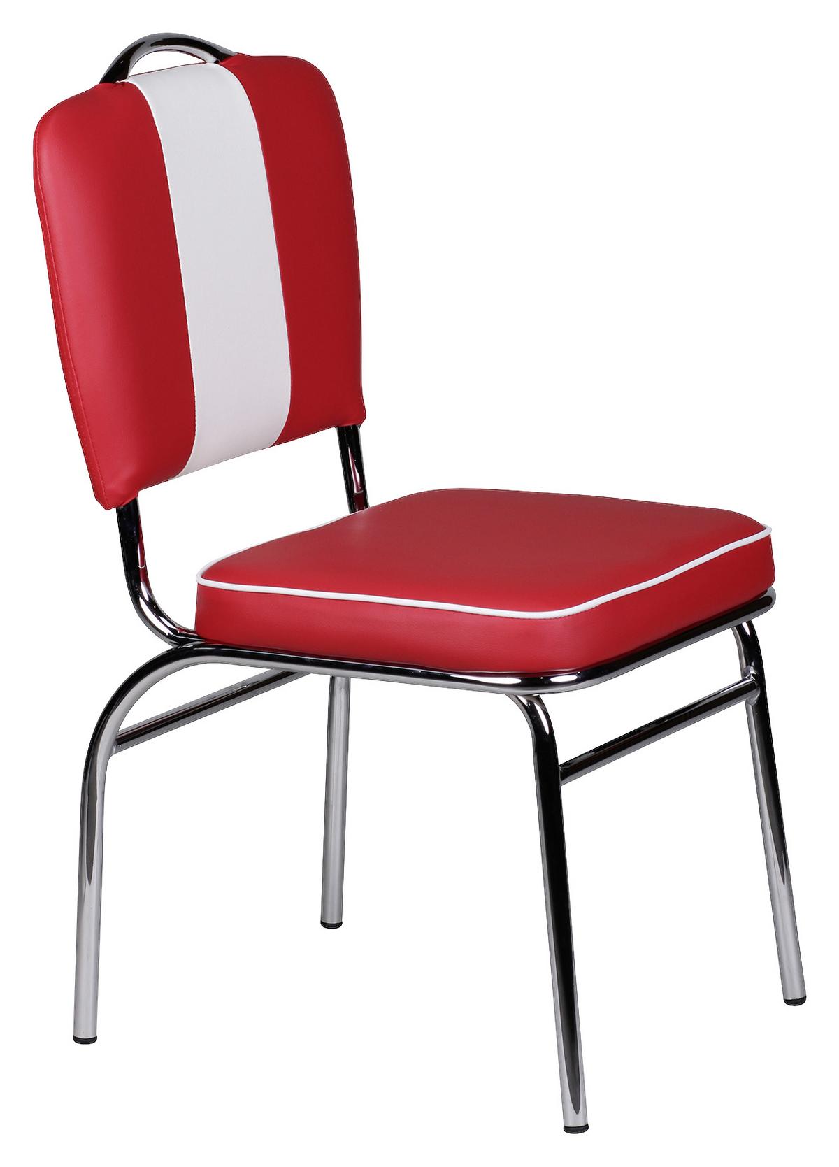 Stol Elivis - rdeča/srebrne barve, Moderno, kovina/umetna masa (47/90/45cm) - MID.YOU