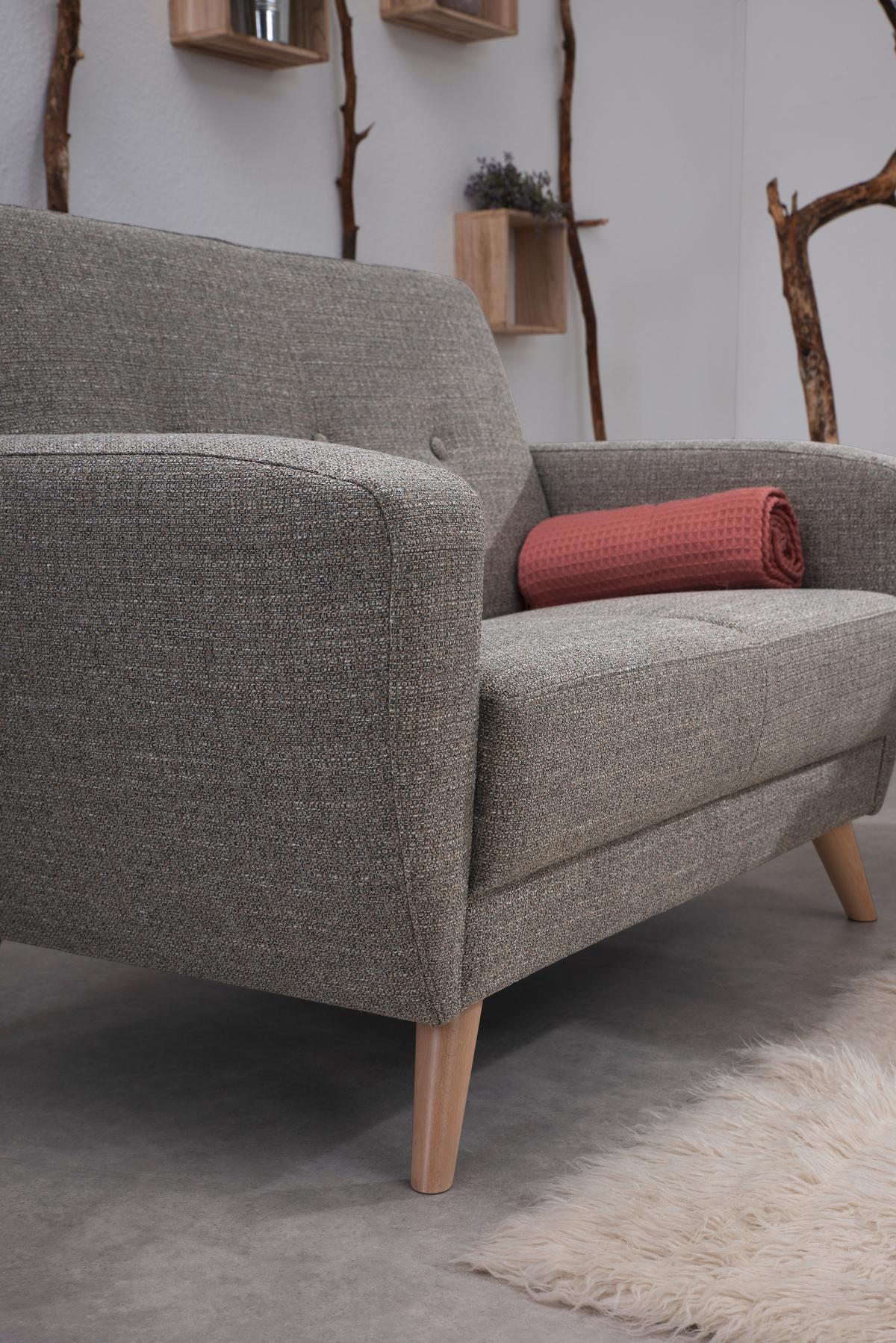 2-SITZER-SOFA JERRY - Naturfarben/Grau, Design, Holz/Textil (136/85/82cm) - Max Winzer