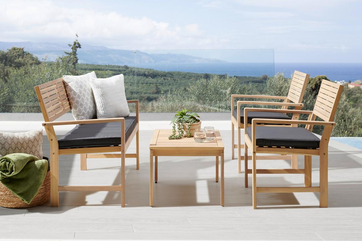 Lounge Garnitura Bergen, Barva Akacije, Temno Siva - temno siva/barve akacije, Moderno, tekstil/les (73cm) - Beldano