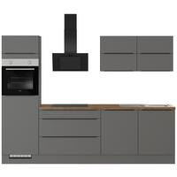 Küchenblock inkl. 5 E-Geräte IP3150 Graphitfarben - Eichefarben/Graphitfarben, Trend, Holzwerkstoff/Metall (280cm) - Impuls