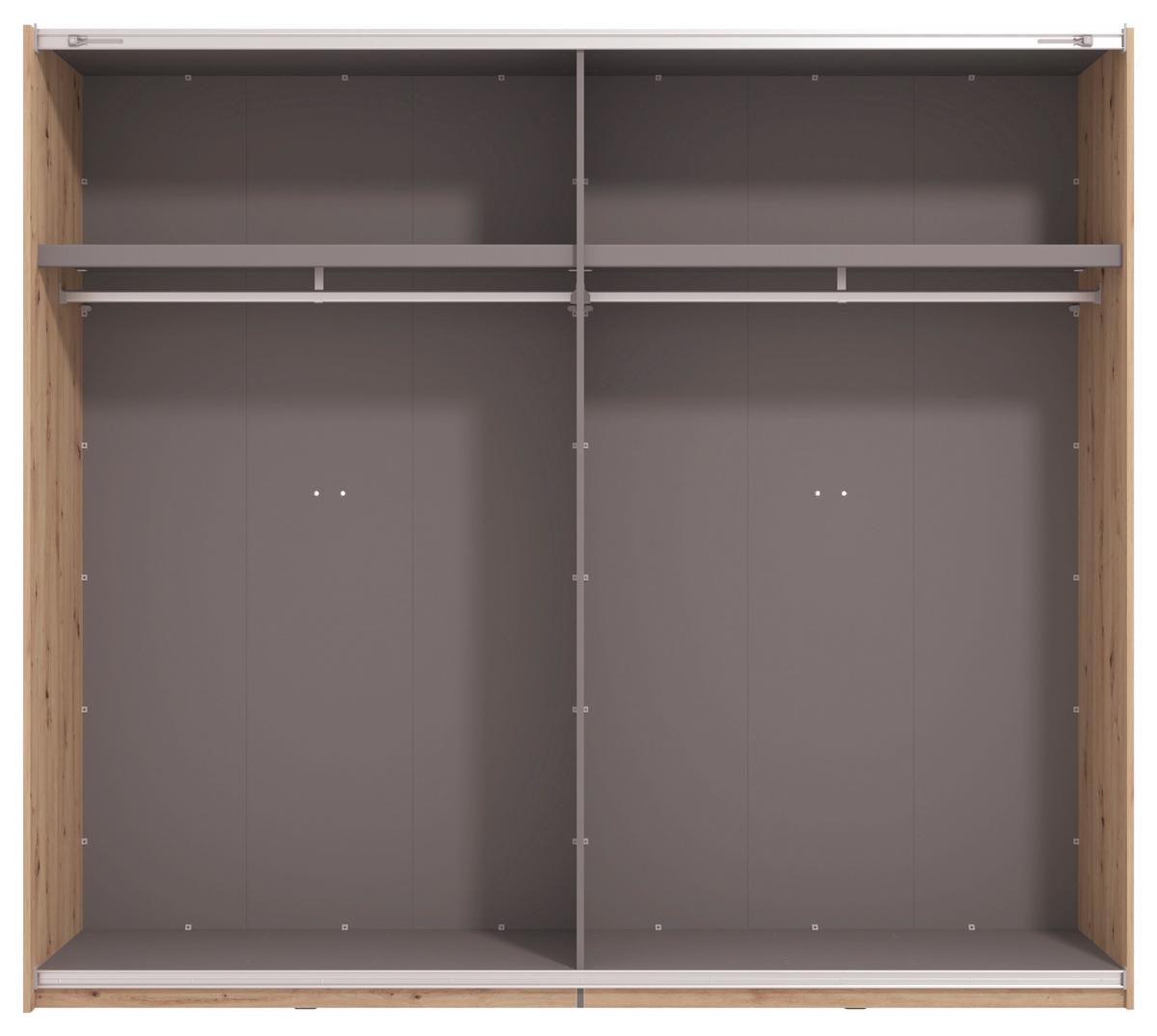 Schwebetürenschrank Gard Eiche Artisan - Schwarz/Eiche Artisan, KONVENTIONELL, Holzwerkstoff/Metall (245/217.5/61cm) - Based