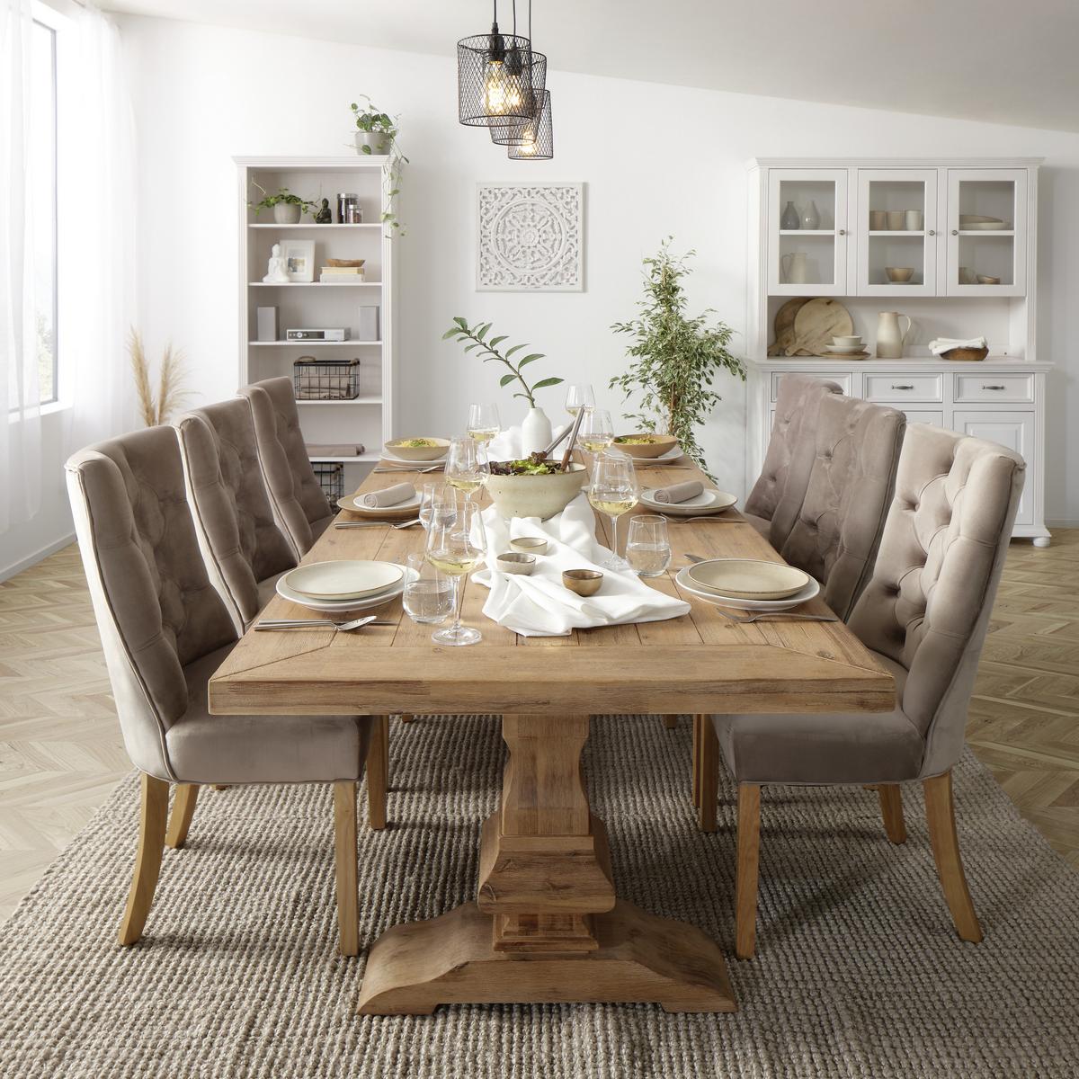 Stuhl Joleen aus Samt in Taupe - Taupe/Naturfarben, Lifestyle, Holz/Textil (55/97/64cm) - Mömax