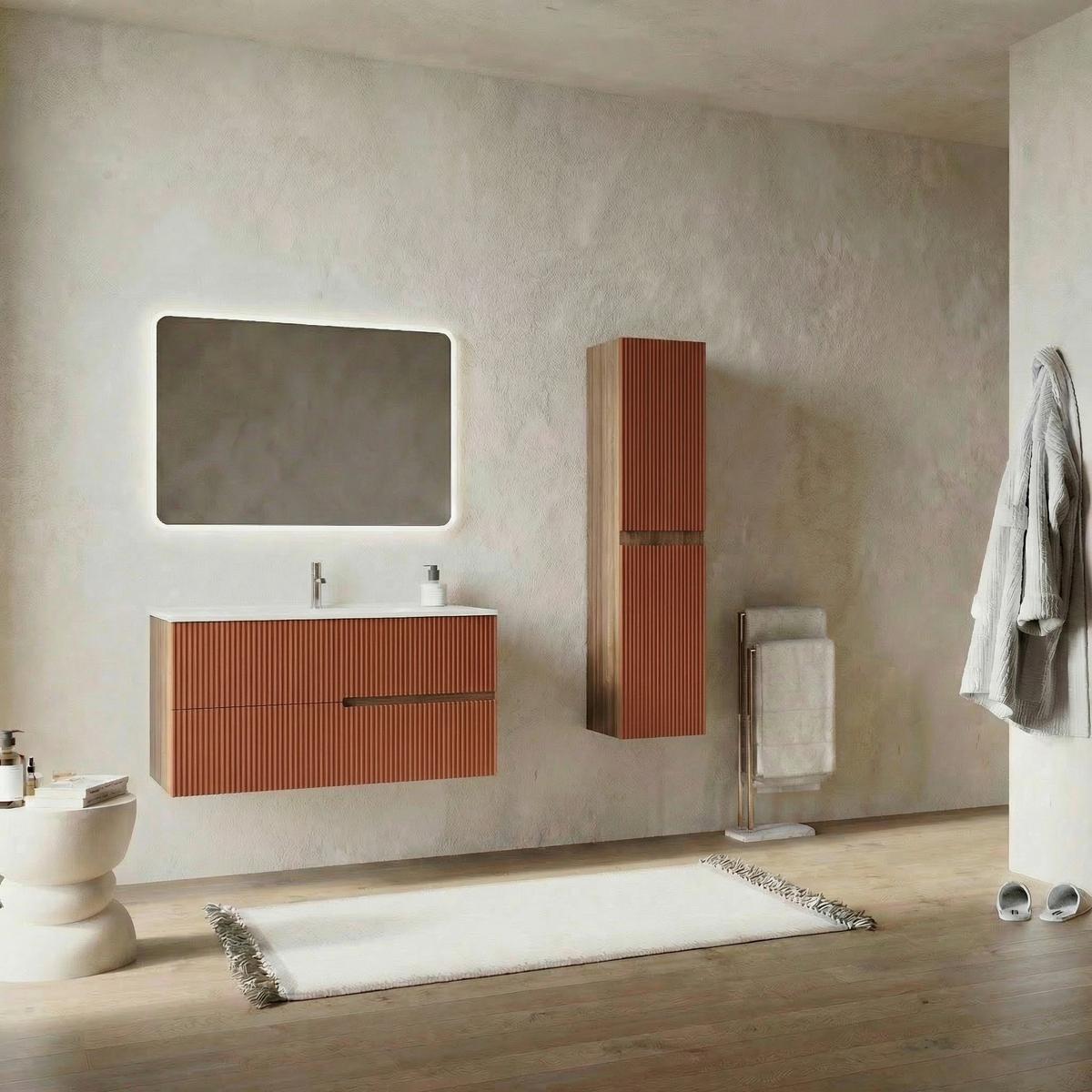 Bază pentru lavoar Eva - teracotă/nucă, Modern, material pe bază de lemn (100/51/46cm)