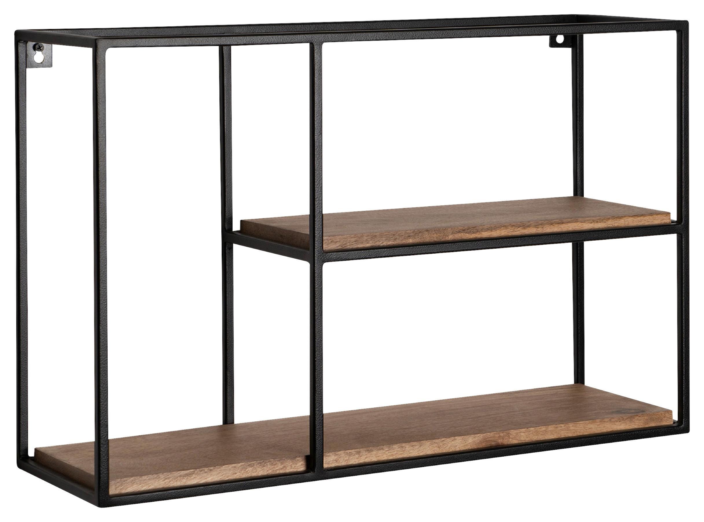 Wandregal in Schwarz ca. 60x40x18 cm - Schwarz, Design, Holz/Metall (60/40/18cm) - MID.YOU