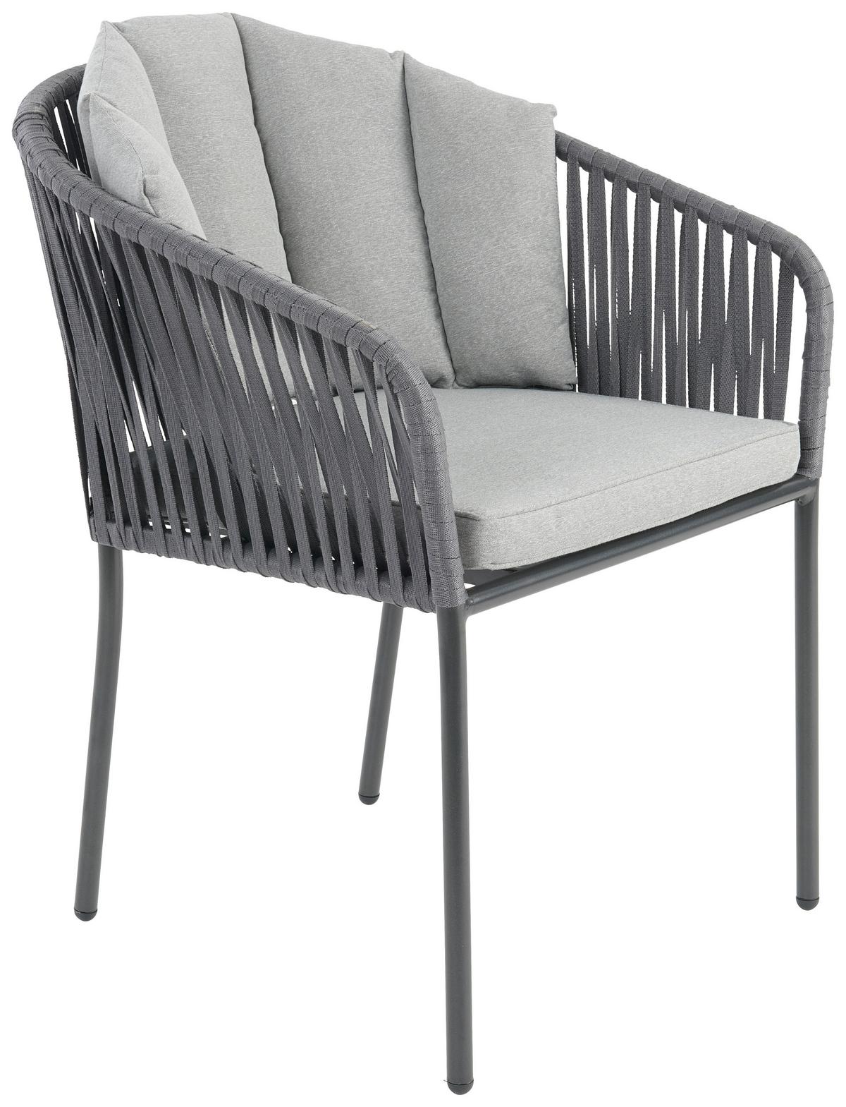 FOTEL OGRODOWY ZOE - czarny/szary, Modern, tworzywo sztuczne/metal (59/77,5/61cm) - Ambia Garden