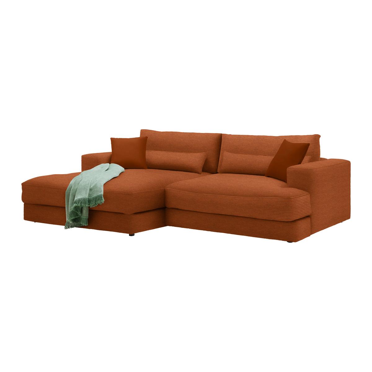 Ecksofa Fabiona links Rostfarben - Rostfarben/Schwarz, MODERN, Holz/Kunststoff (194/85/268cm) - Premium Living