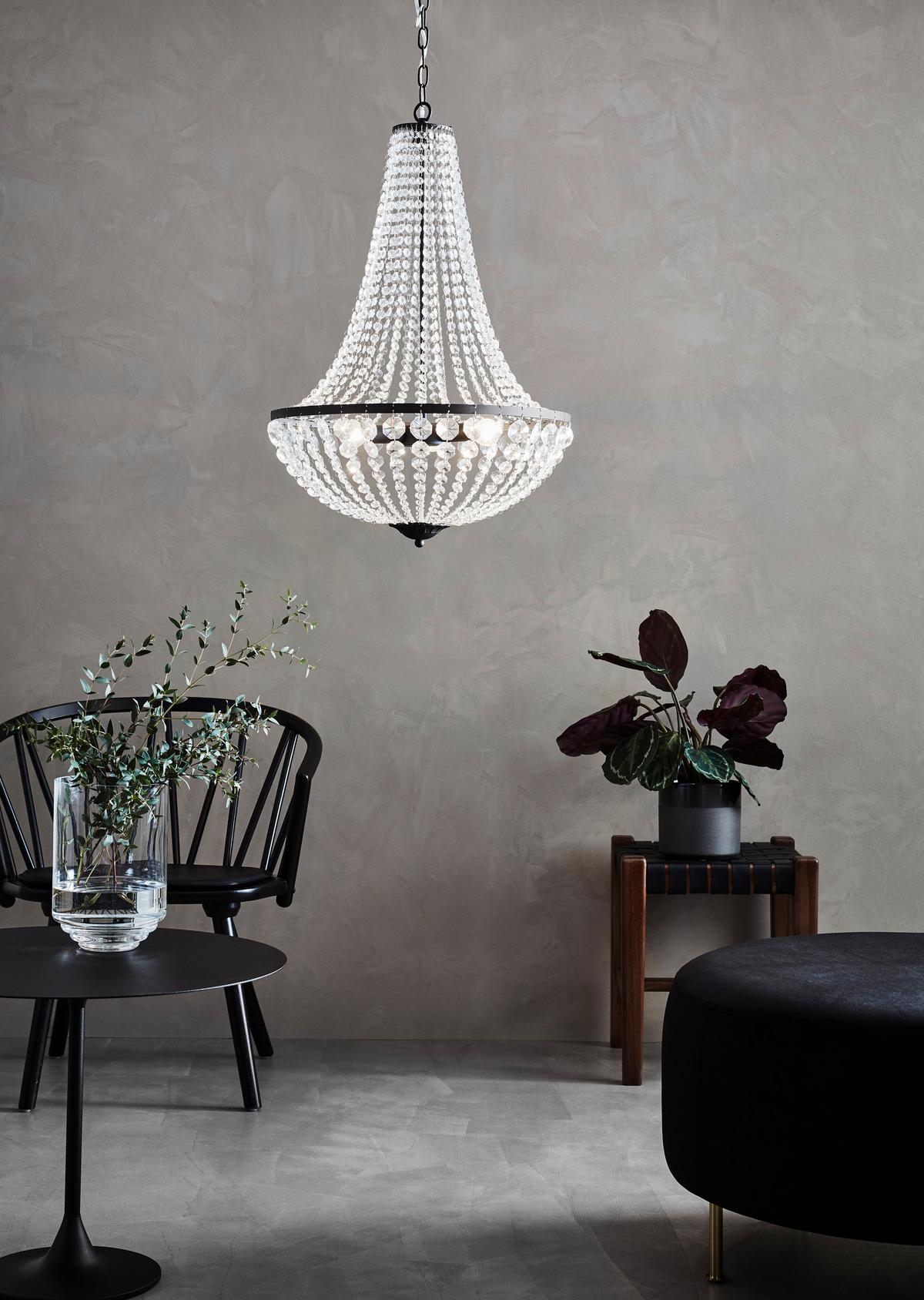 Kronleuchter max. 40 Watt - Klar/Schwarz, Basics, Glas/Metall (50/50/68cm) - Markslöjd