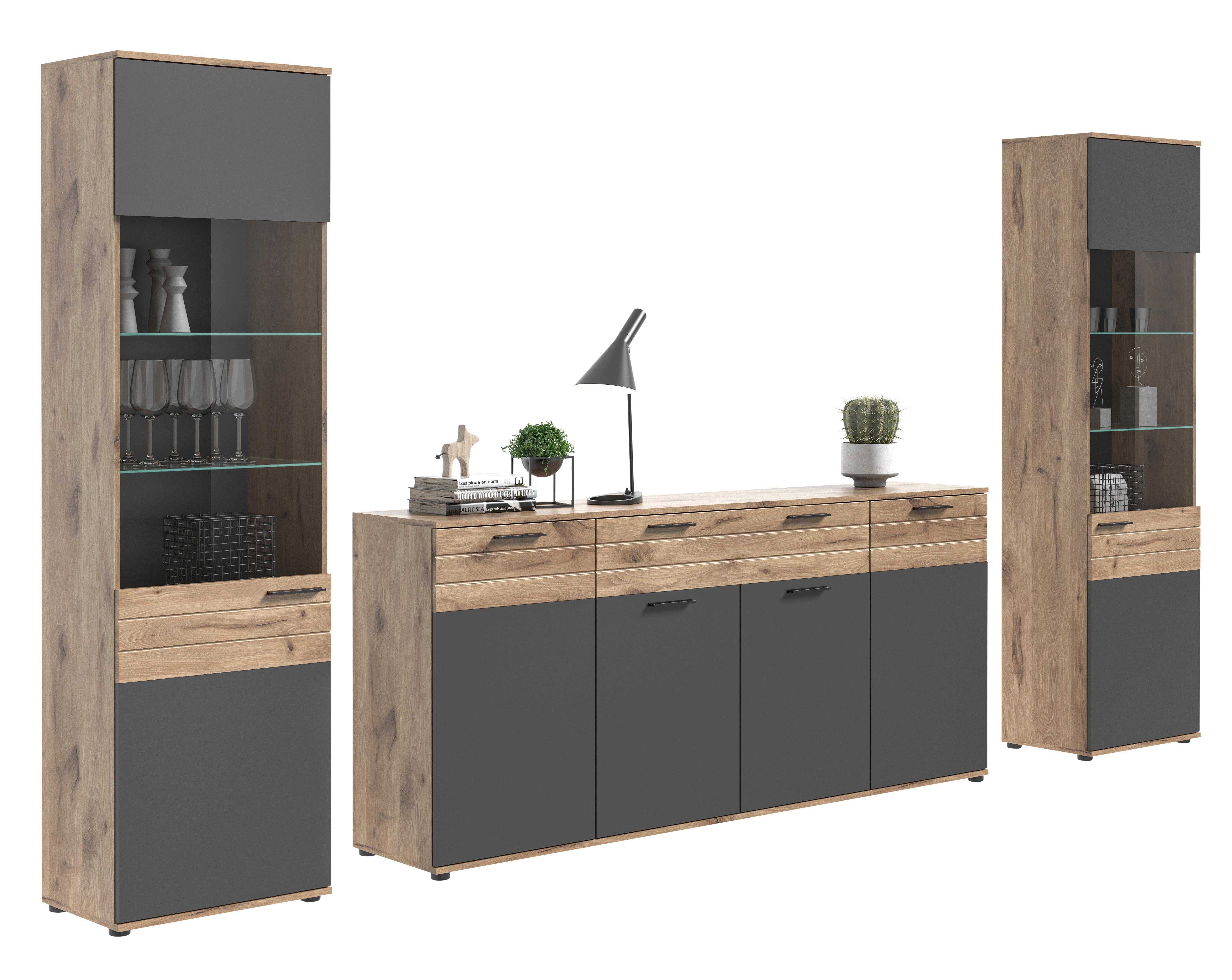 Serija Dnevnog Boravka Mason - staklo/drvni materijal (344/200/40cm) - Modern Living