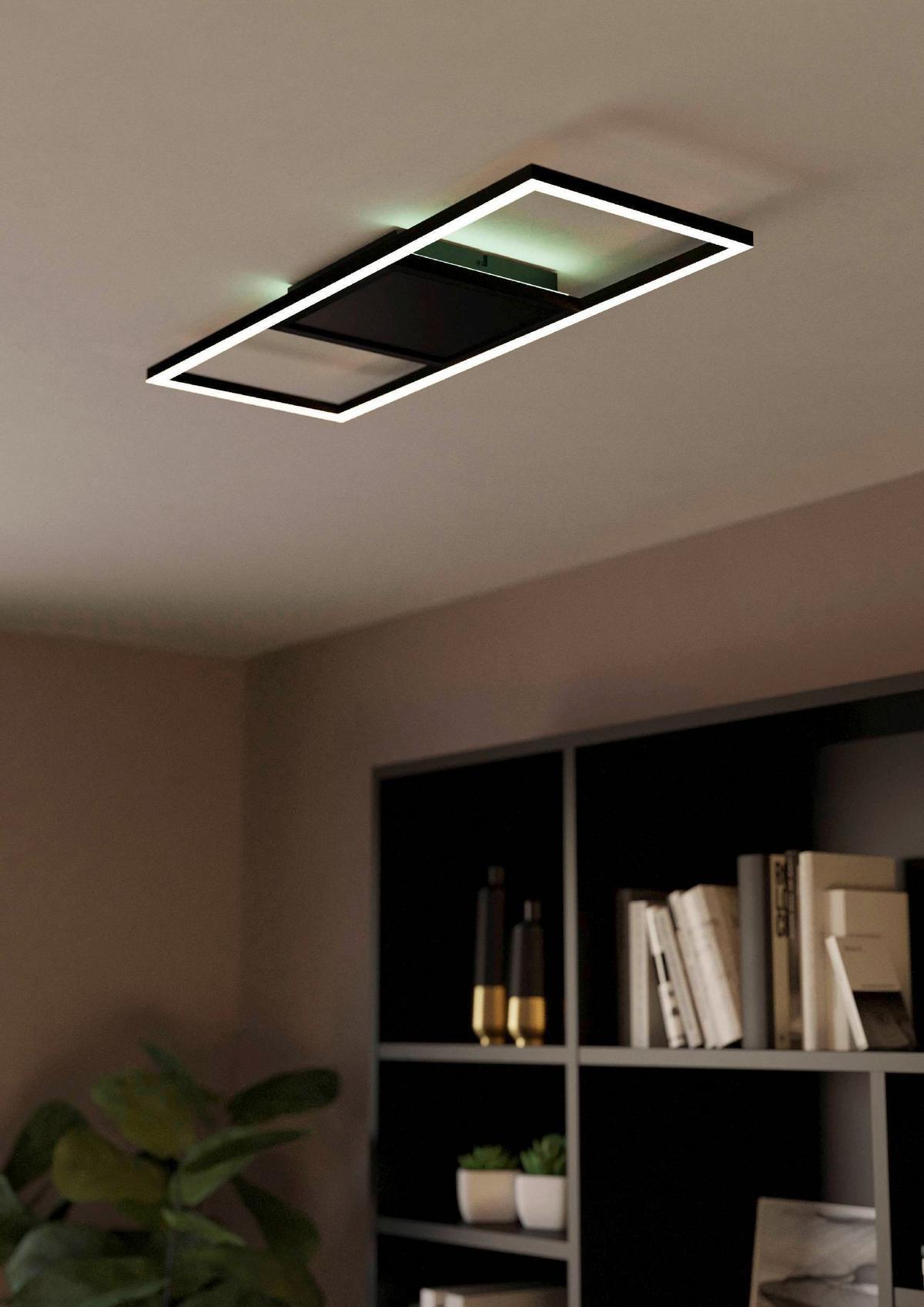 LED-Deckenleuchte Calagrano Schwarz max. 21 Watt Dimmbar - Schwarz/Weiß, Design, Kunststoff/Metall (64/24/4,5cm) - Eglo