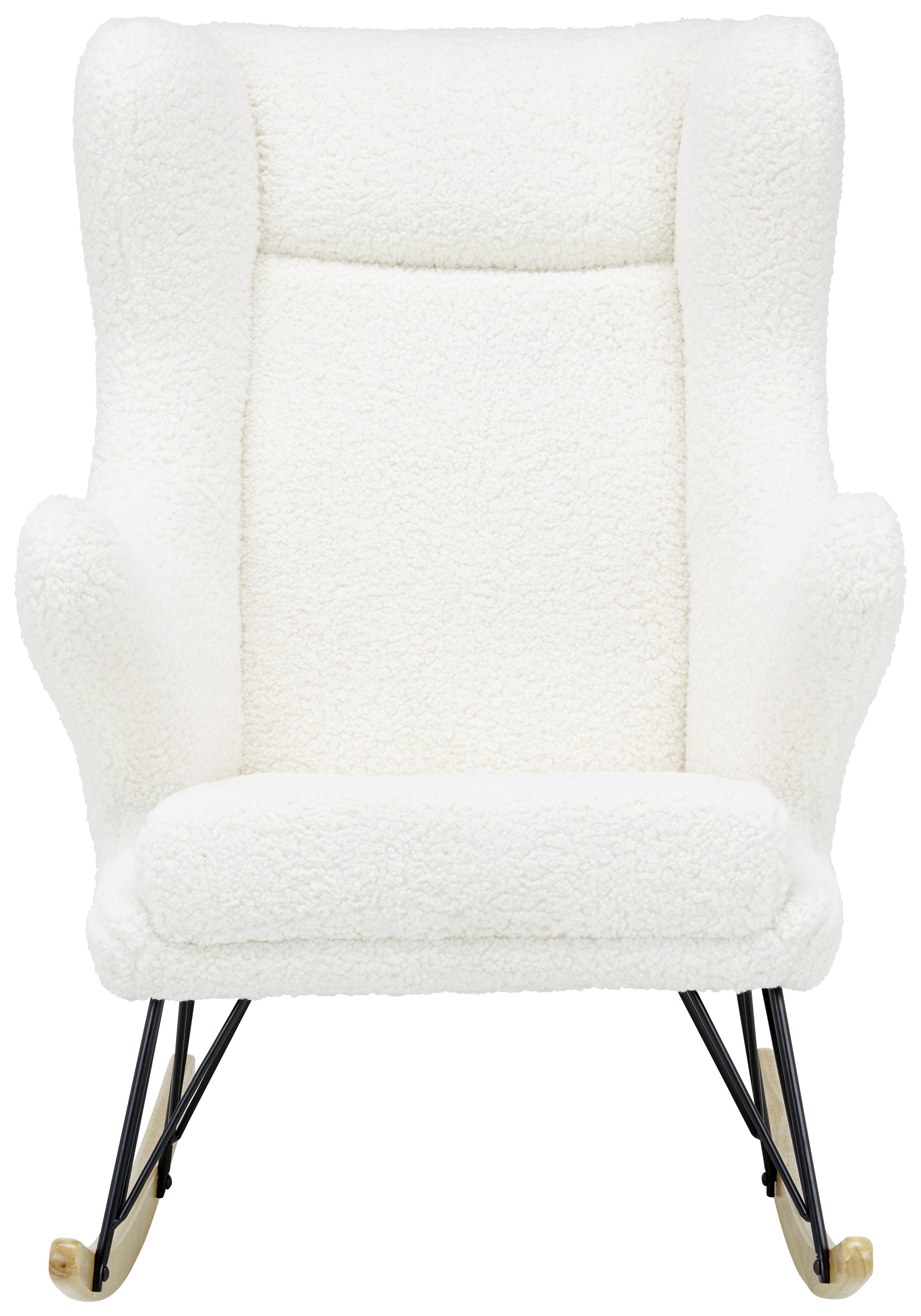 Schaukelstuhl in Creme - Creme/Schwarz, Romantik / Landhaus, Holz/Textil (76/111/109cm) - Zandiara