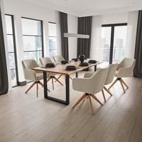 Masă MALMO - negru/culoare lemn acacia, Modern, lemn/metal (200/76/100cm) - Bessagi Home