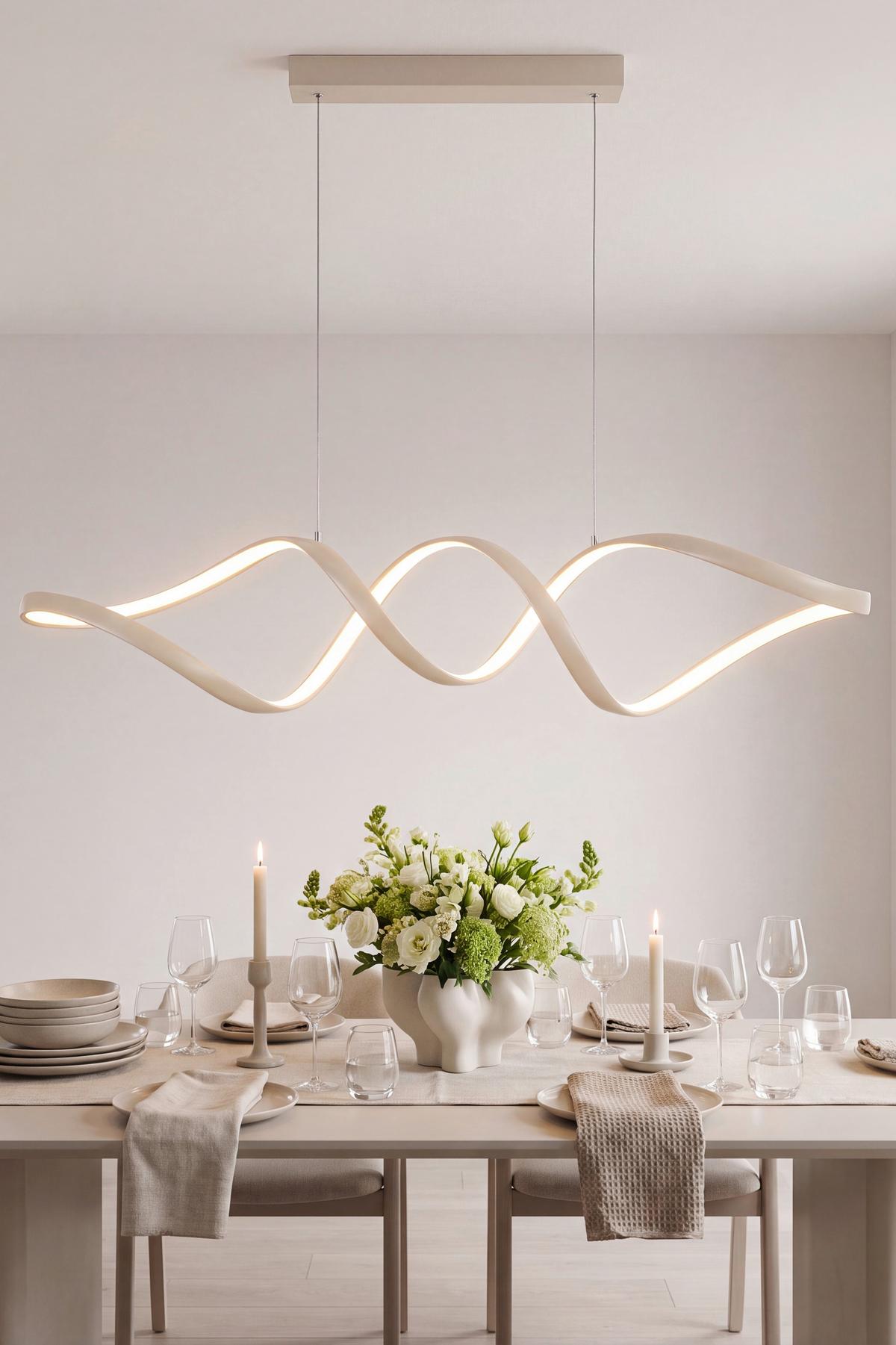 LAMPA WISZĄCA LED BROWNSVILLE *SBN* - kolor piaskowy, Design, tworzywo sztuczne/metal (100/22/120cm) - Novel