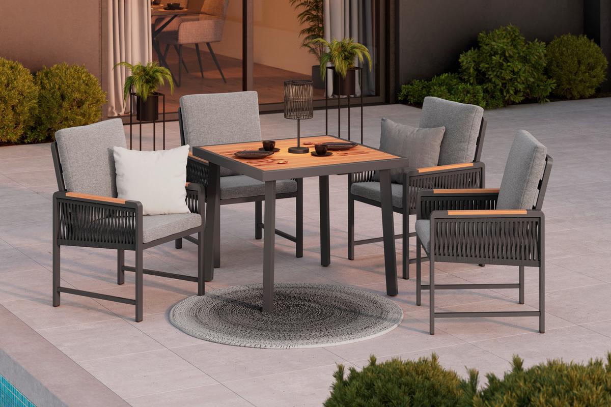 Garnitură grădină Washington - gri închis/culoare natur, Basics, plastic/metal