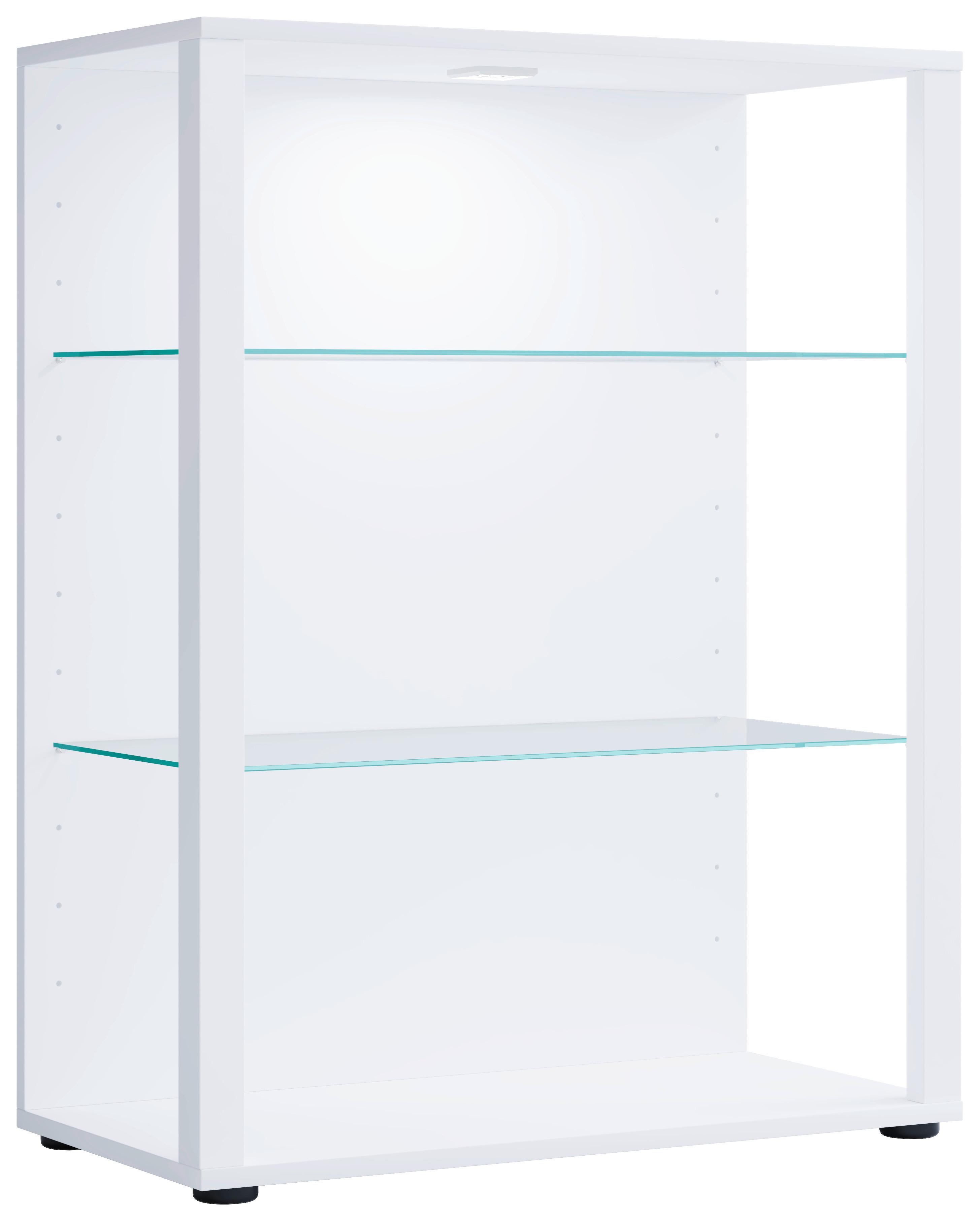 Vitrina Glasol Xl, Bela - črna/bela, Moderno, umetna masa/steklo (70/90/35cm) - MID.YOU