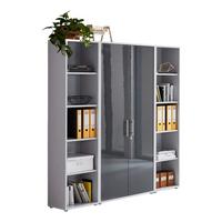 Aktenschrank Office Edition Sw Set 3 hoch Grau - Anthrazit Hochglanz/Grau, MODERN, Holzwerkstoff (173/186/33cm) - MID.YOU