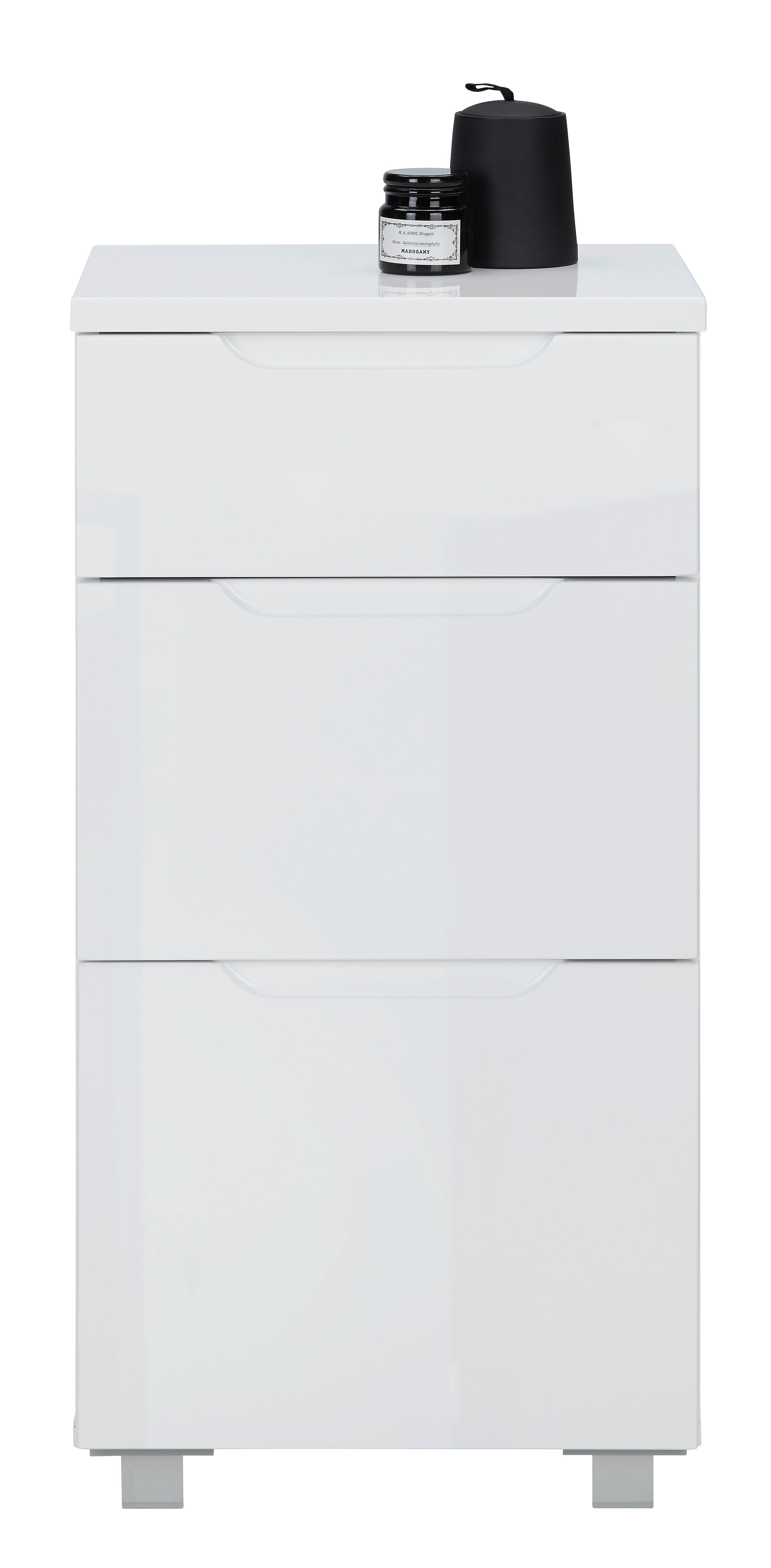 Unterschrank in Weiß - Silberfarben/Weiß, MODERN, Holzwerkstoff/Kunststoff (40/82/32cm) - Mömax