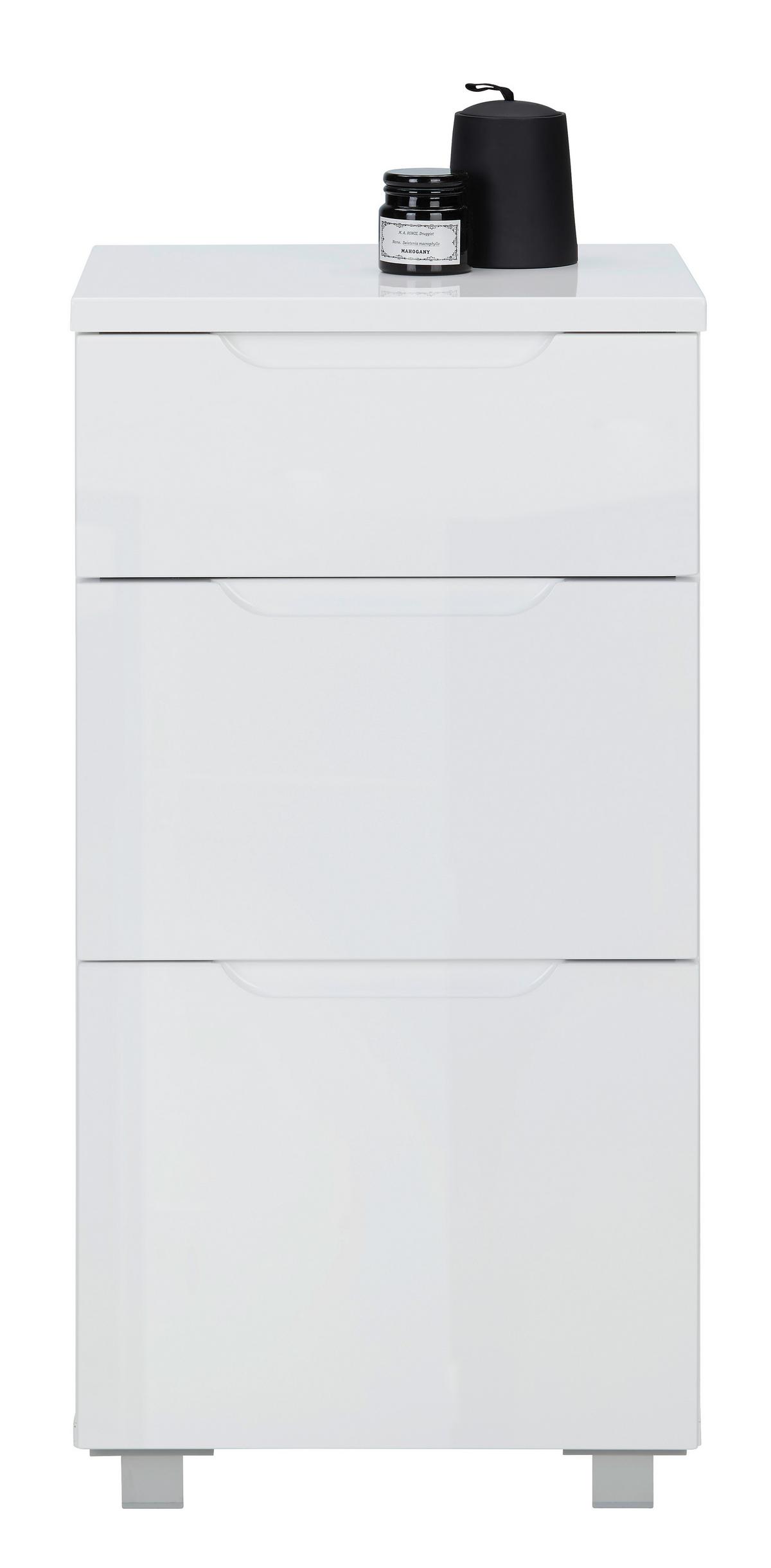 Spodnja Omarica Roy Ii -Exklusiv-, Bela - srebrne barve/bela, Moderno, umetna masa/leseni material (40/82/32cm) - Mömax