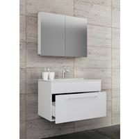 Badezimmer Badinos 3-tlg. Weiß - Alufarben/Weiß, MODERN, Keramik/Holzwerkstoff (80cm) - MID.YOU