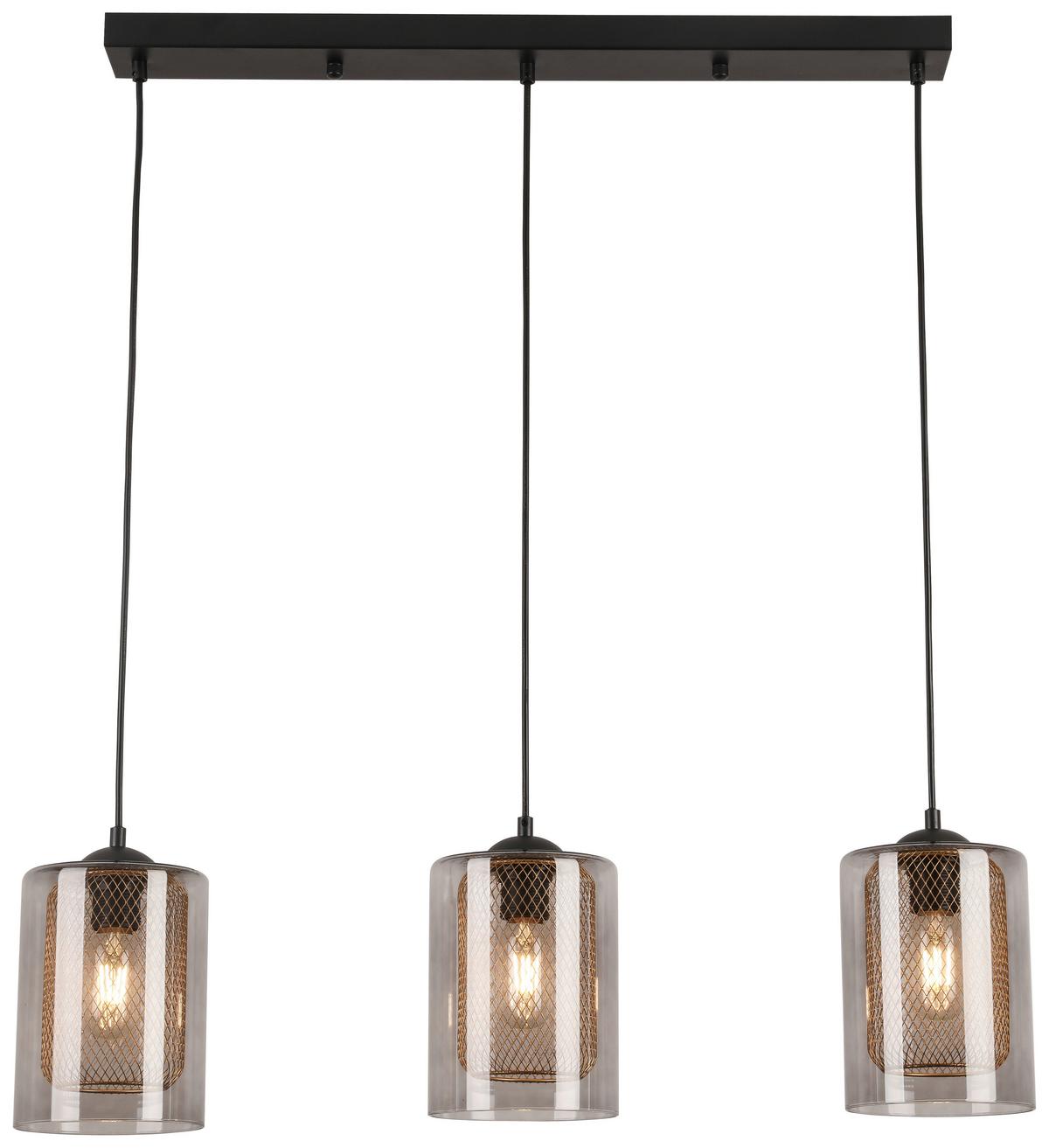 Hängeleuchte Jirmi max. 25 Watt - Goldfarben/Schwarz, MODERN, Glas/Metall (81/15,5/120cm) - Premium Living