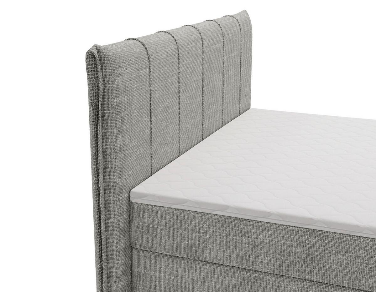 Boxbett Veloria Grau ca. 140x200cm - Schwarz/Grau, KONVENTIONELL, Textil/Metall (140/200cm) - Based