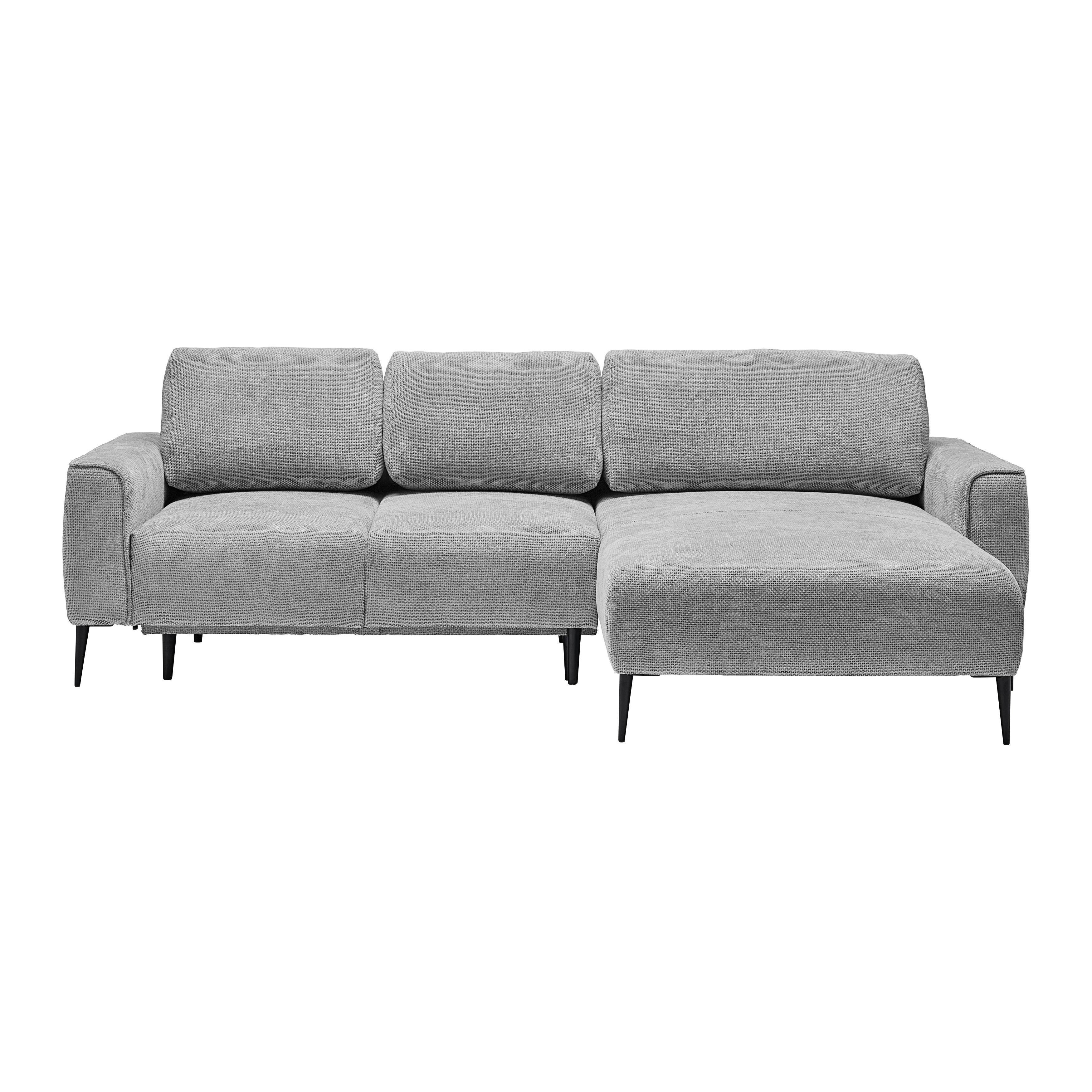 Ecksofa Custom Silberfarben - Hellgrau/Schwarz, MODERN, Textil/Metall (255/164cm) - Mömax