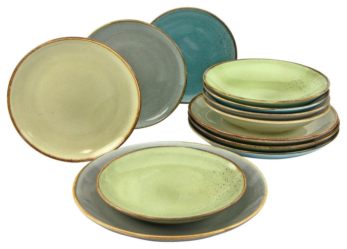 Kombiservice 20963, 12-teilig - Multicolor/Grün, Basics, Keramik - Creatable