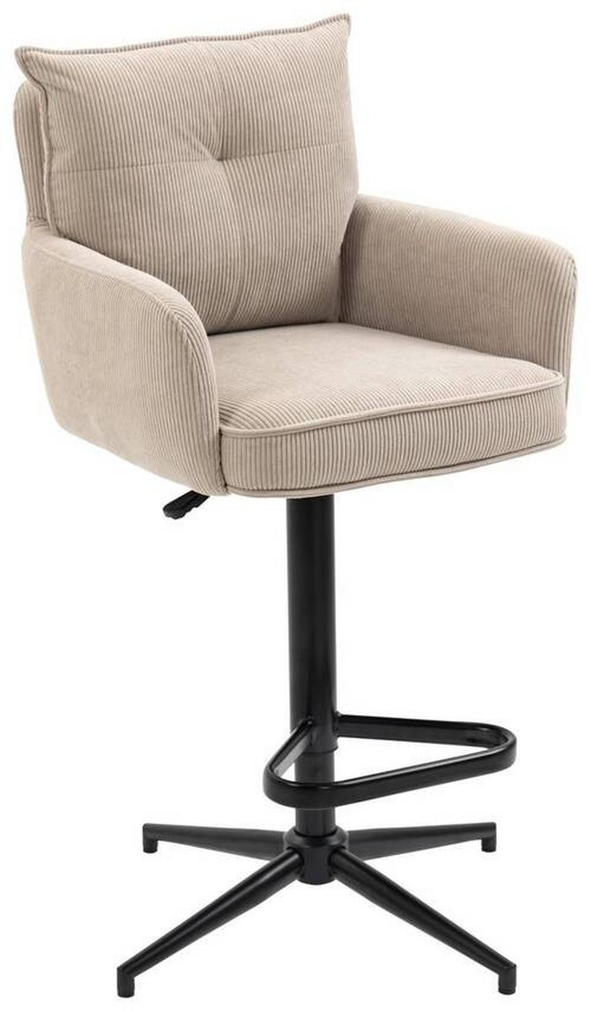 STOŁEK BAROWY POINT - beżowy/kremowy, Design, metal/tkanina (54/98-120/58cm) - Novel