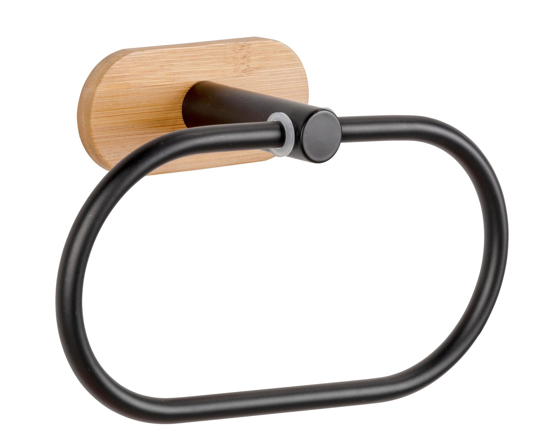 Handtuchhalter in Schwarz - Schwarz/Naturfarben, Modern, Holz/Metall (19/12,5/8cm) - Mömax