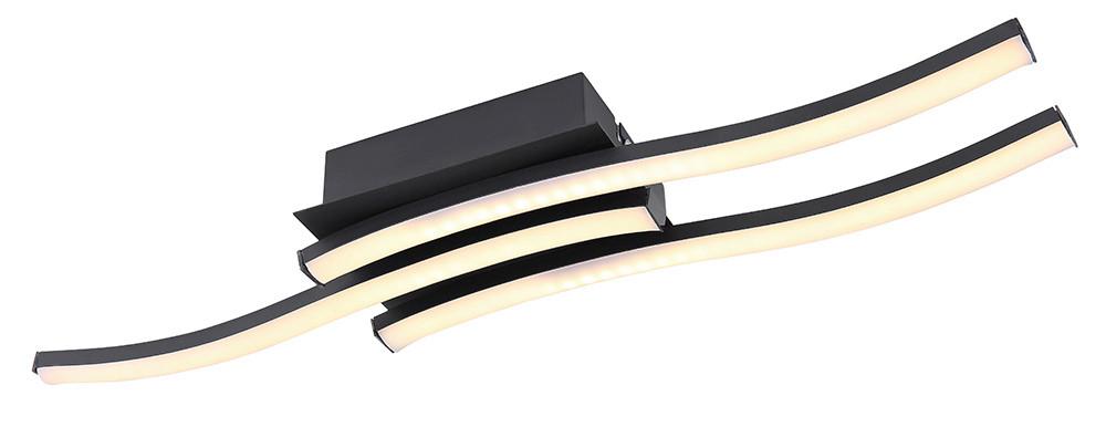 LED-Deckenleuchte Kasimir in Schwarz max. 18 Watt - Opal/Schwarz, Design, Kunststoff/Metall (54/16/6,6cm) - Globo