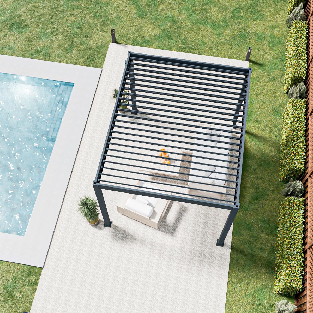 Pergola Trumpf, Antracit, 3x3,6m - barve grafita, Basics, kovina (300/255/360cm) - Gardenson